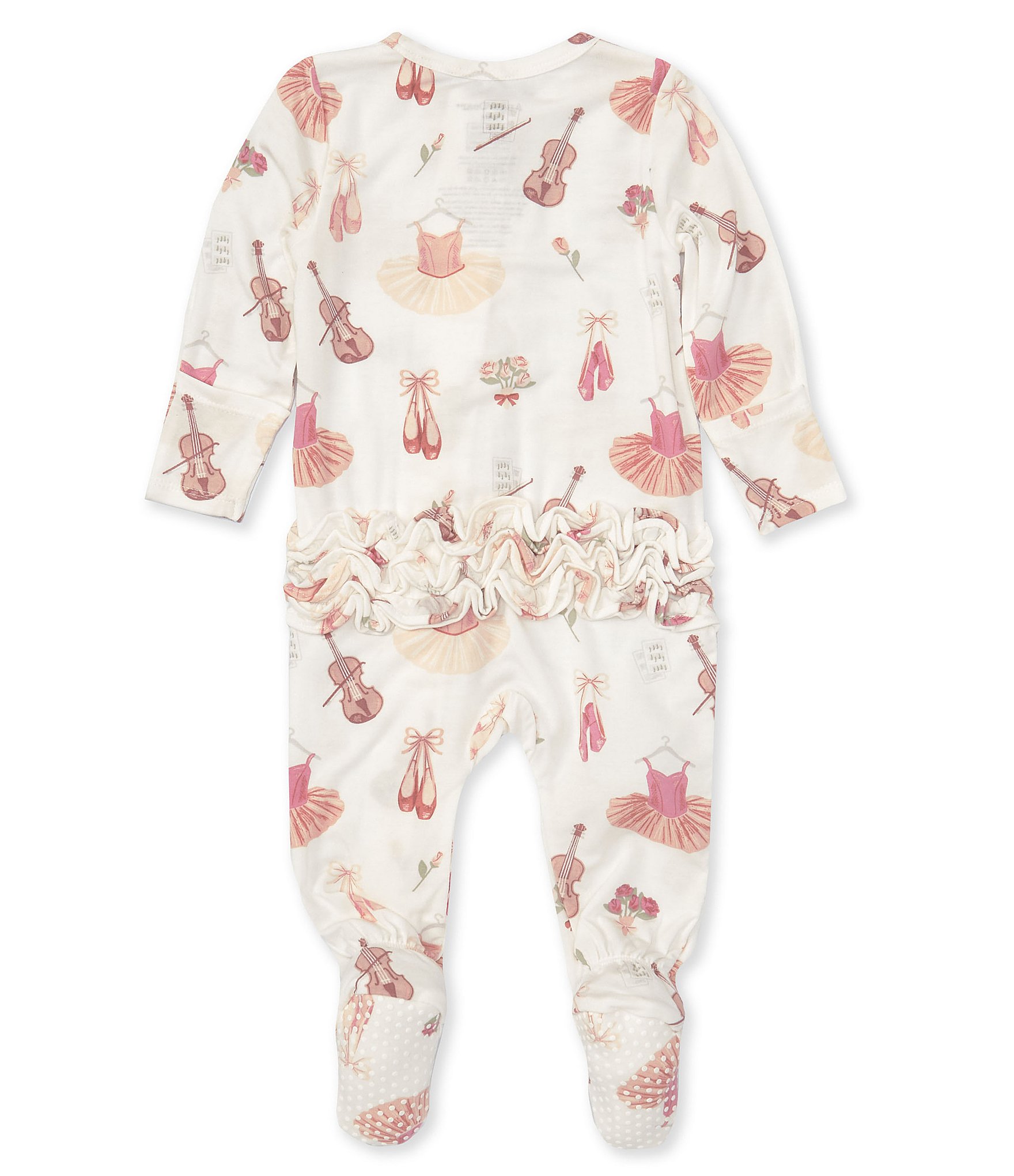 Angel Dear Baby Girl Newborn-9 Months Ruffle 2-Way Zipper Ballet Footie