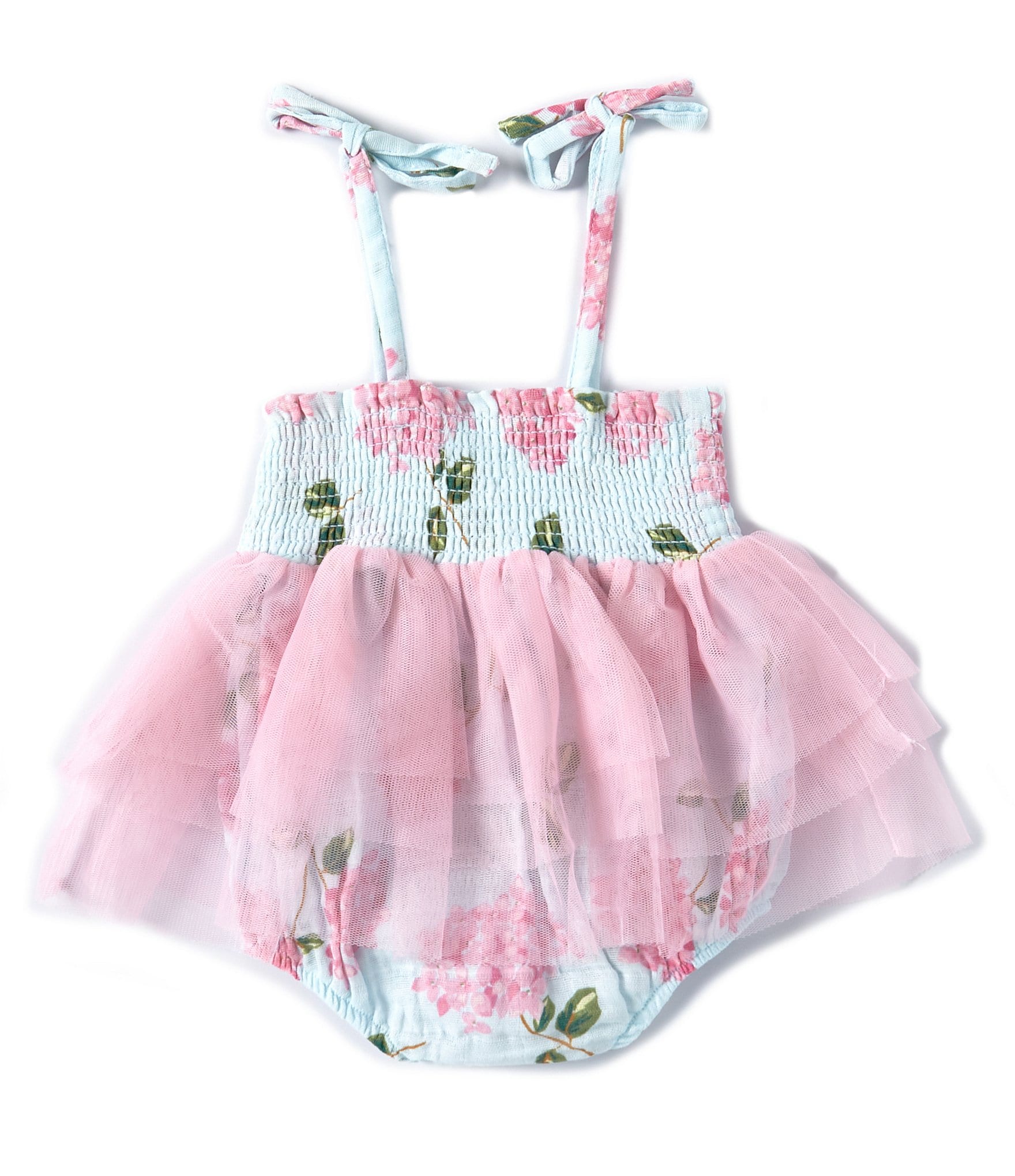 Angel Dear Baby Girls Newborn-12 Months Hydrangea Print Tie-Strap Tutu Dress