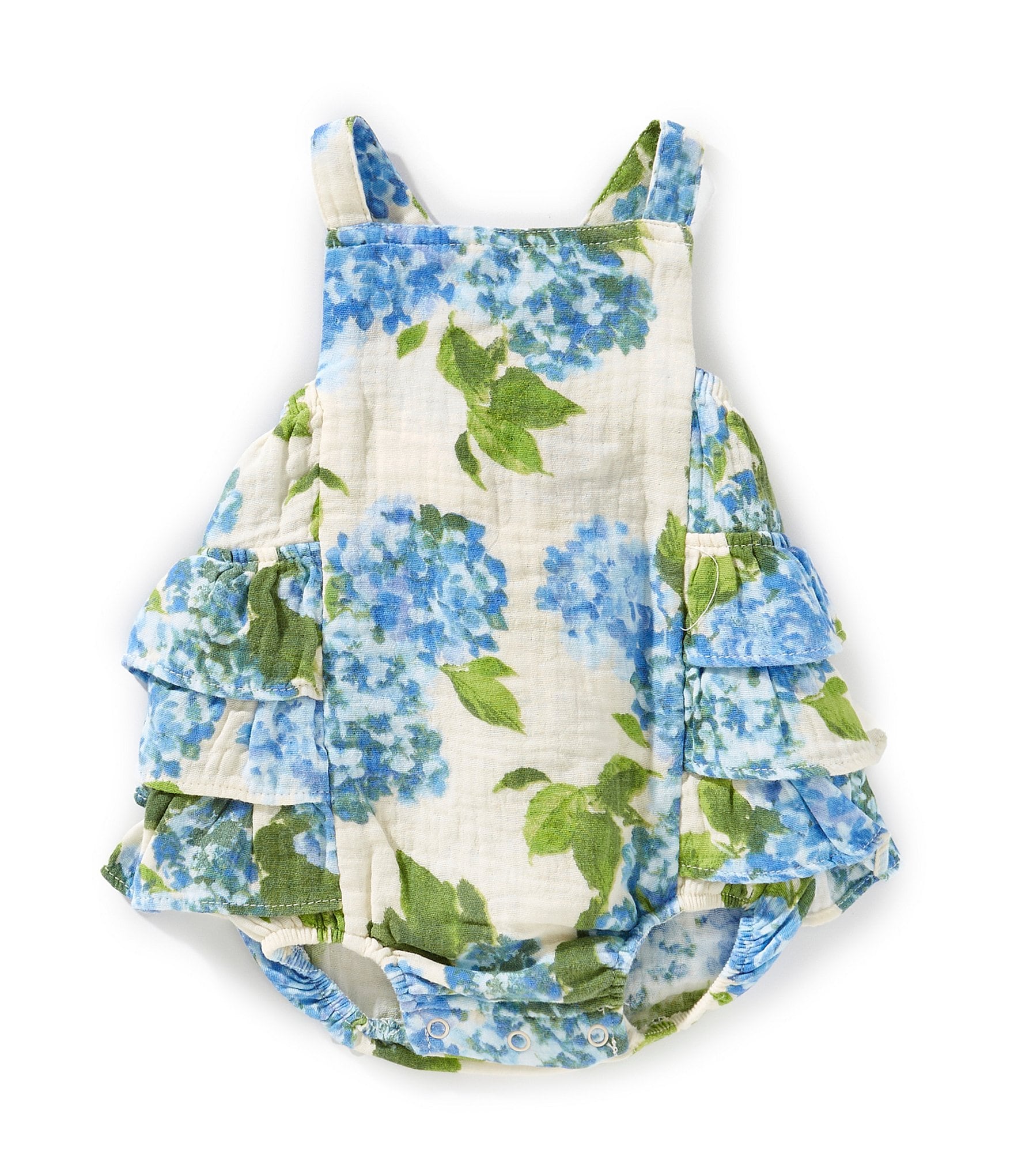 Angel Dear Baby Girls Newborn-24 Months Watercolor Hydrangeas Ruffle Sunsuit