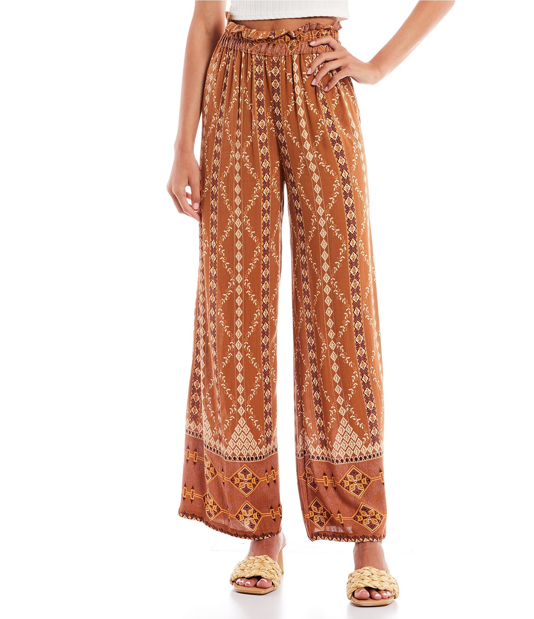 Angie Engineered Printed Palazzo Pants | Dillard's