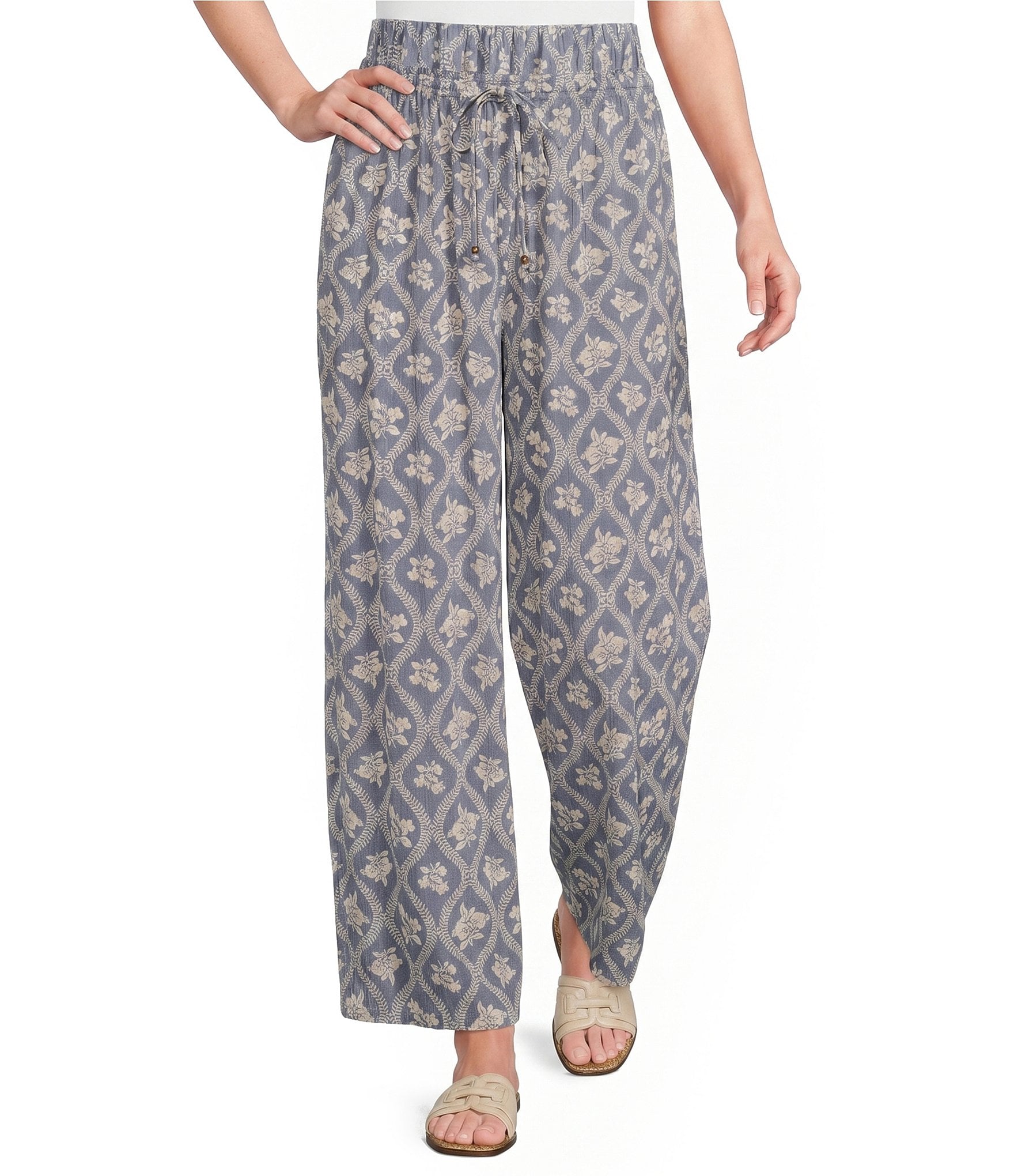 Angie Printed Drawstring Wide Leg Pant