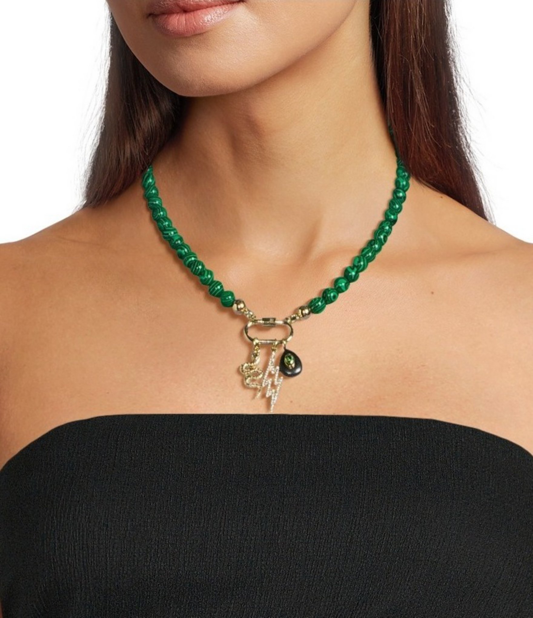 Anna & Ava Beaded Charm Cluster Short Pendant Necklace