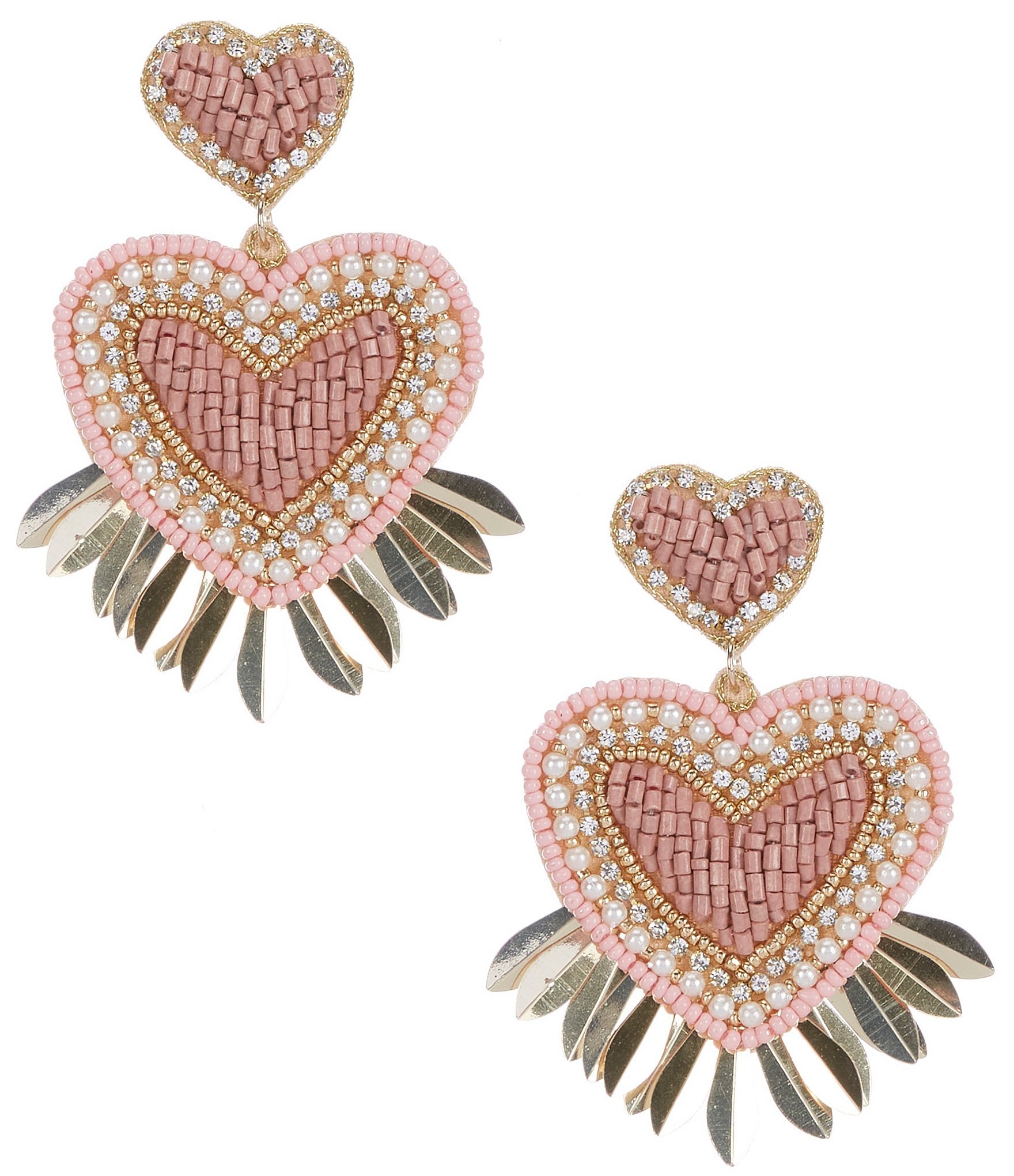 Abaodam 1 Pair Valentine's Day Earrings Beaded Drop Earrings Women Dangle  Earrings Heart Earrings for Women Ear Accessory Girls Jewelry Weddings  Heart