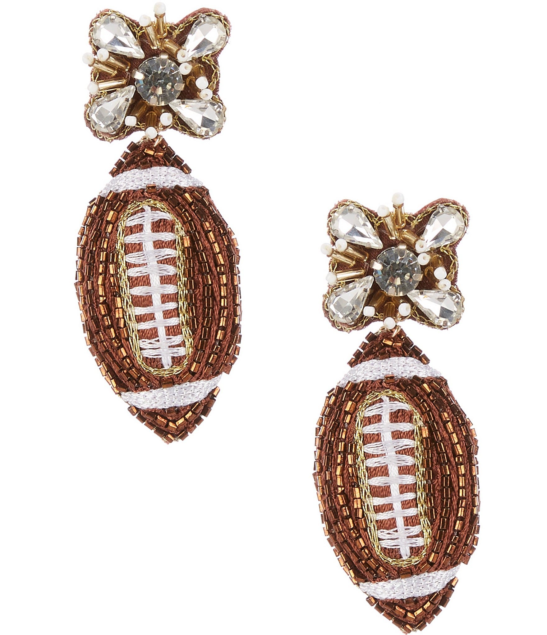 Anna & Ava Bead and Rhinestone Football Statement Drop Earrings