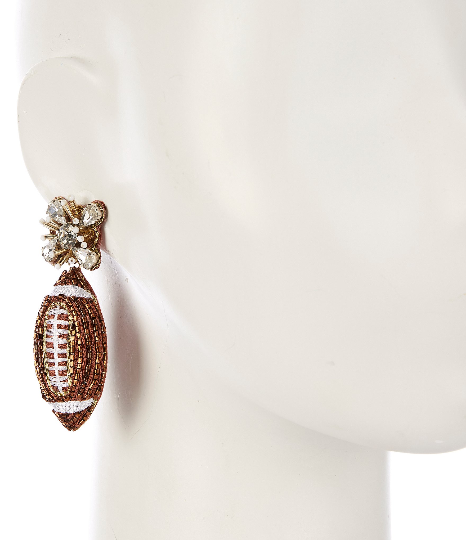 Anna & Ava Bead and Rhinestone Football Statement Drop Earrings