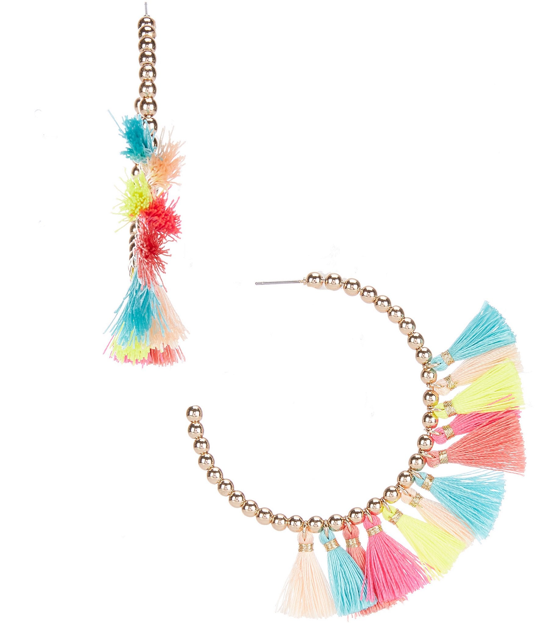 Anna & Ava Beaded Fringe Statement Hoop Earrings