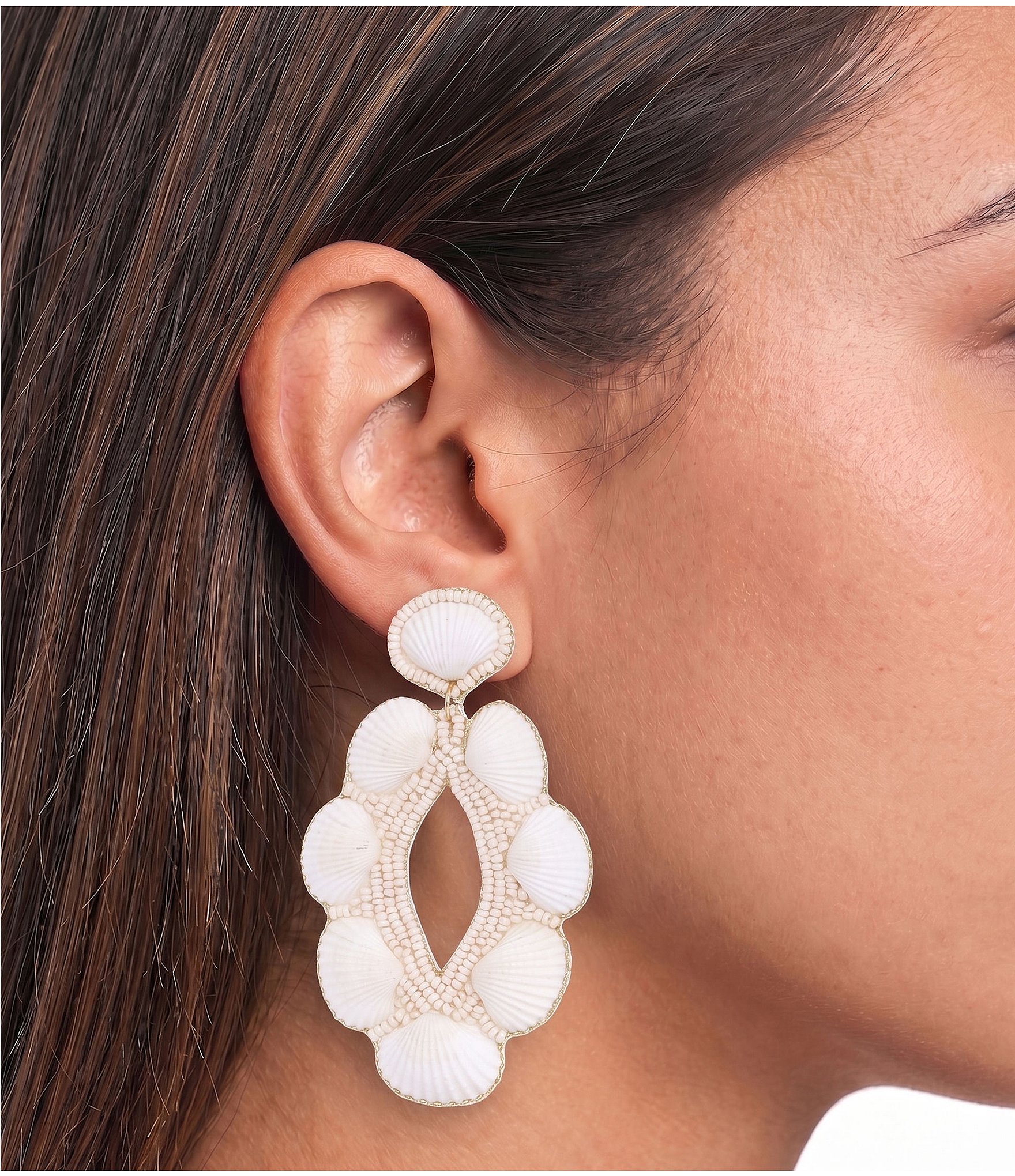 Anna & Ava Beaded Shell Resort Statement Drop Earrings