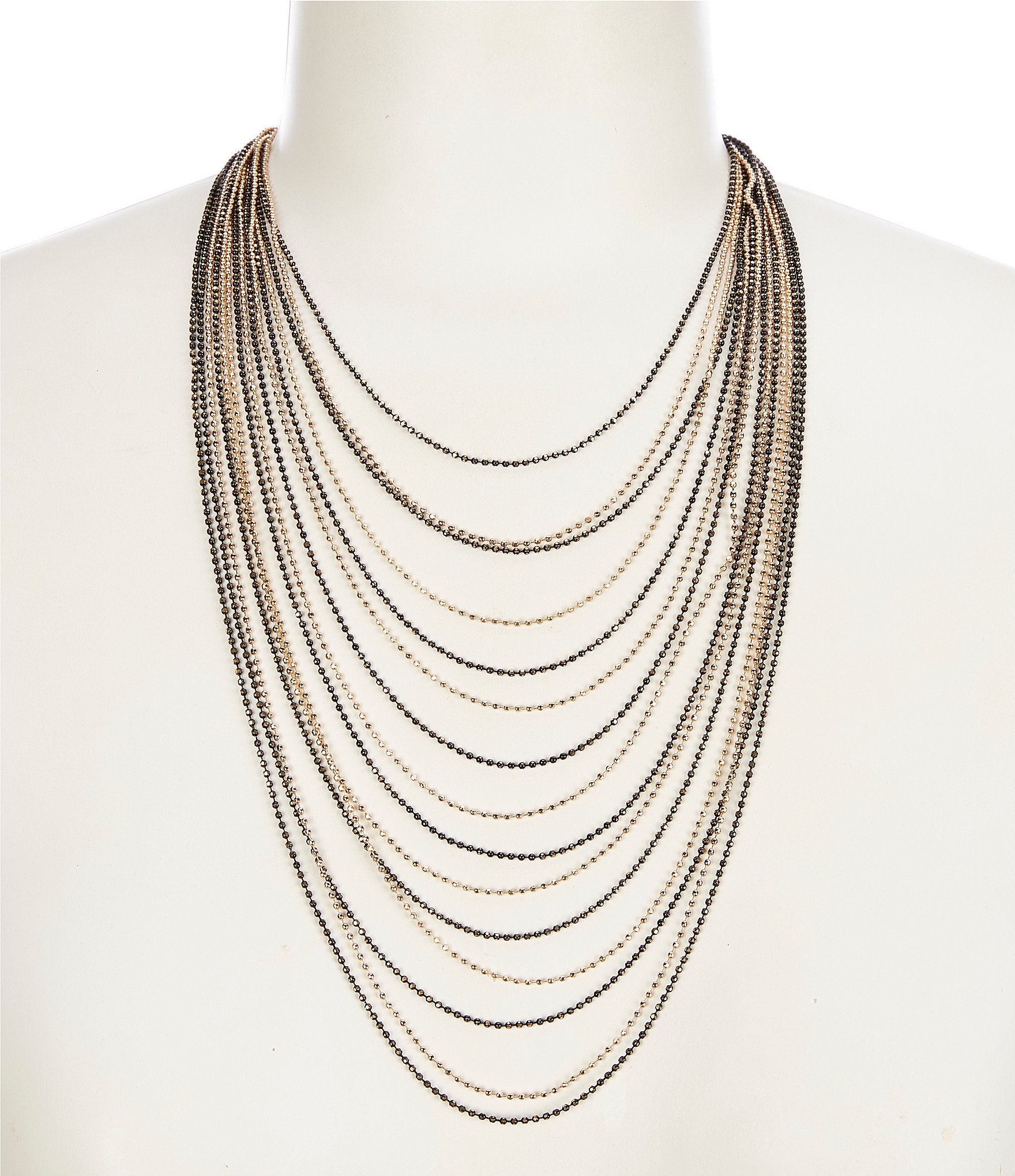 Gemma Layne Snake Chain Long Multi Strand Necklace - Gold