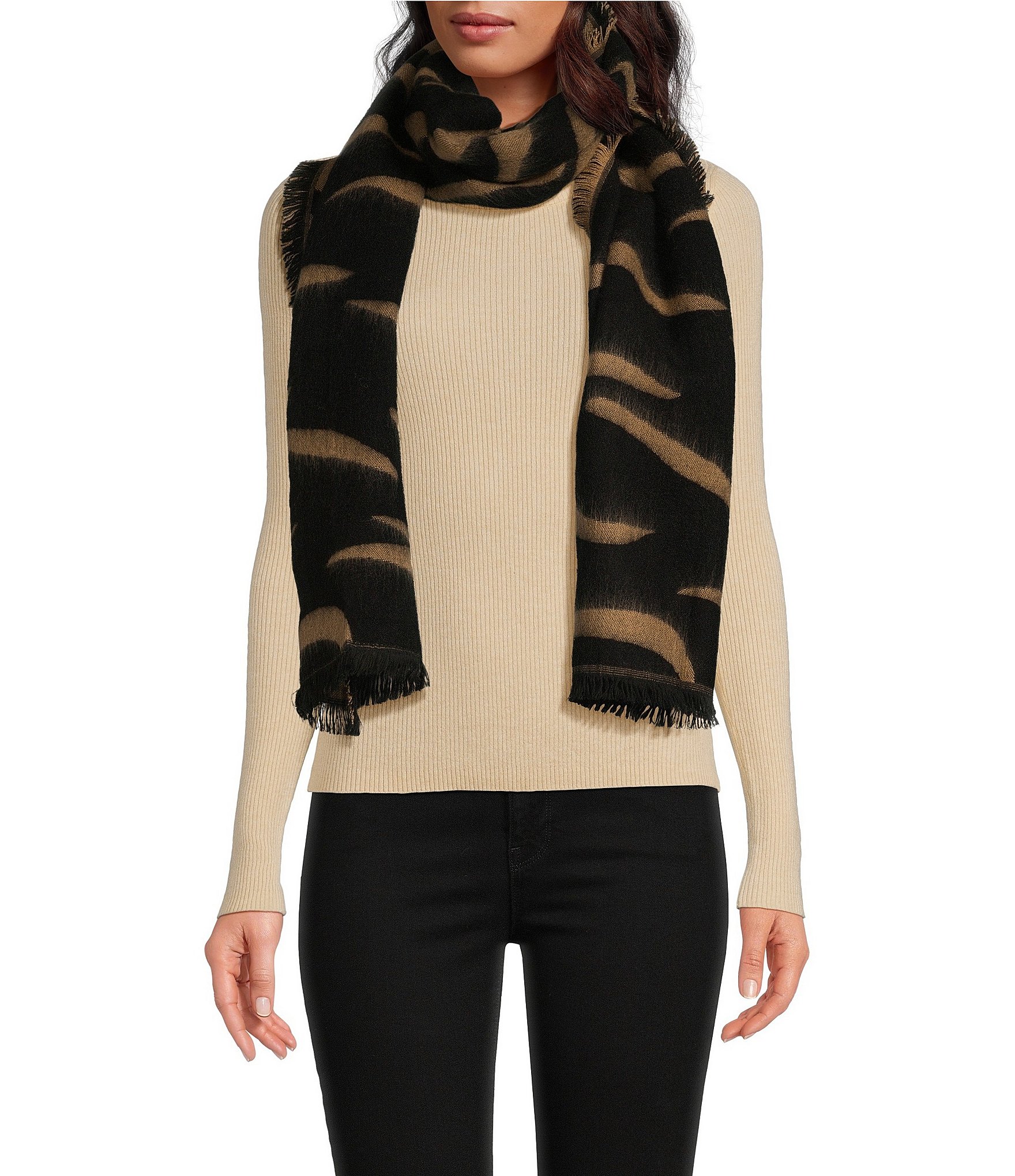 Anna & Ava Brown Animal Stripe Oblong Scarf