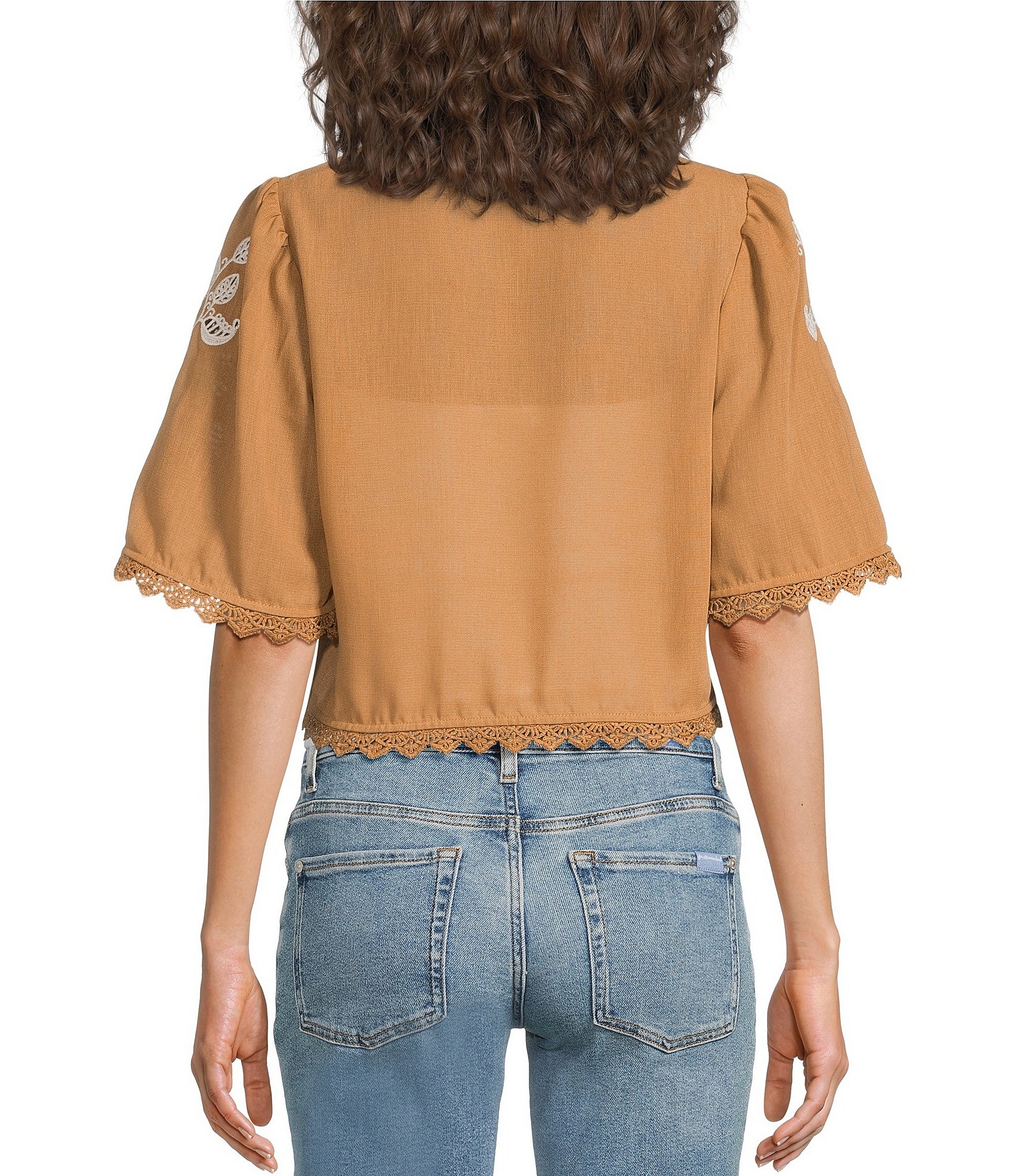 Anna & Ava Brown Embroidered Topper