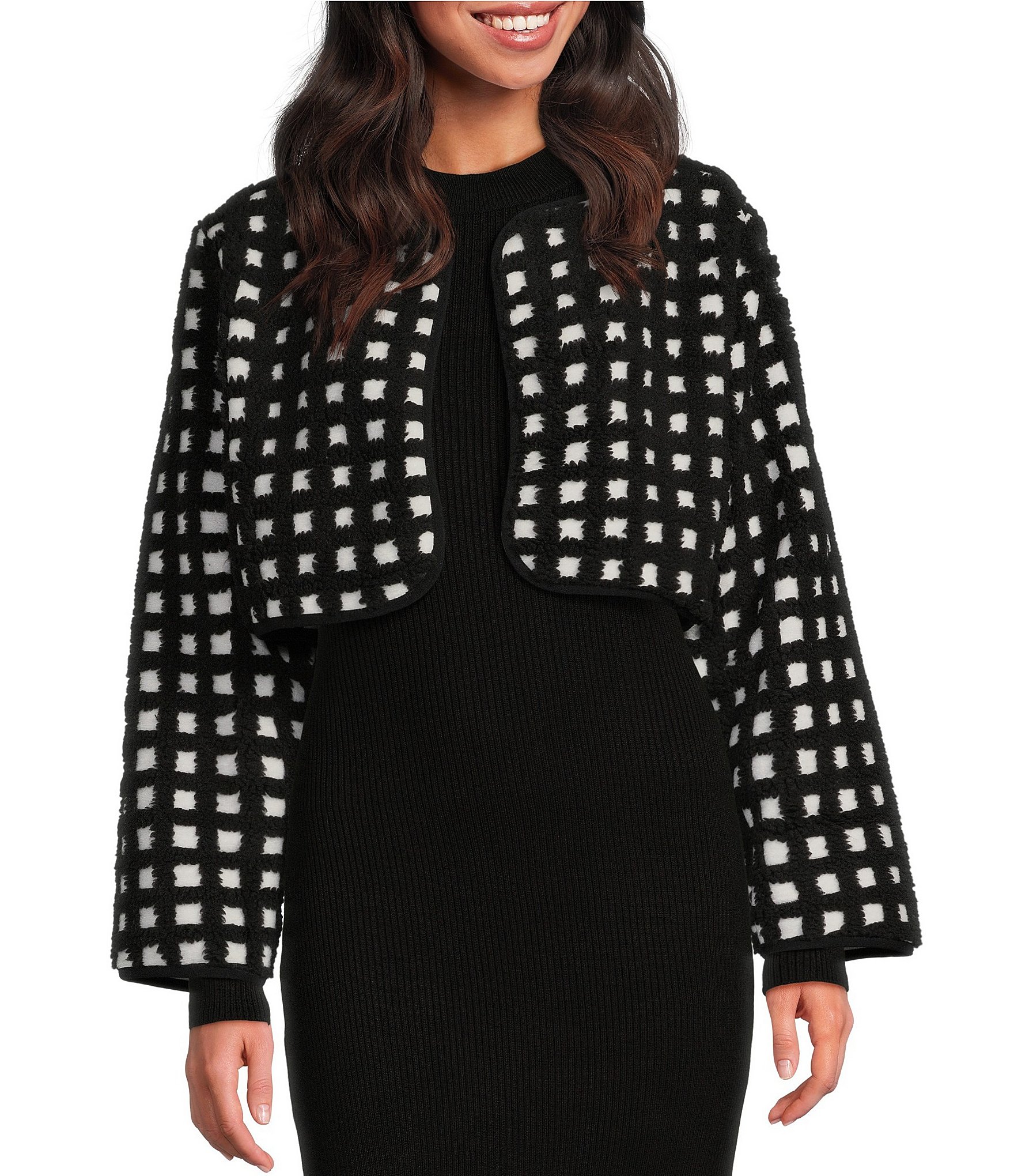 Anna & Ava Check Print Fleece Kimono Jacket | Dillard's Anna & Ava Check Print Fleece Kimono Jacket | Dillard's