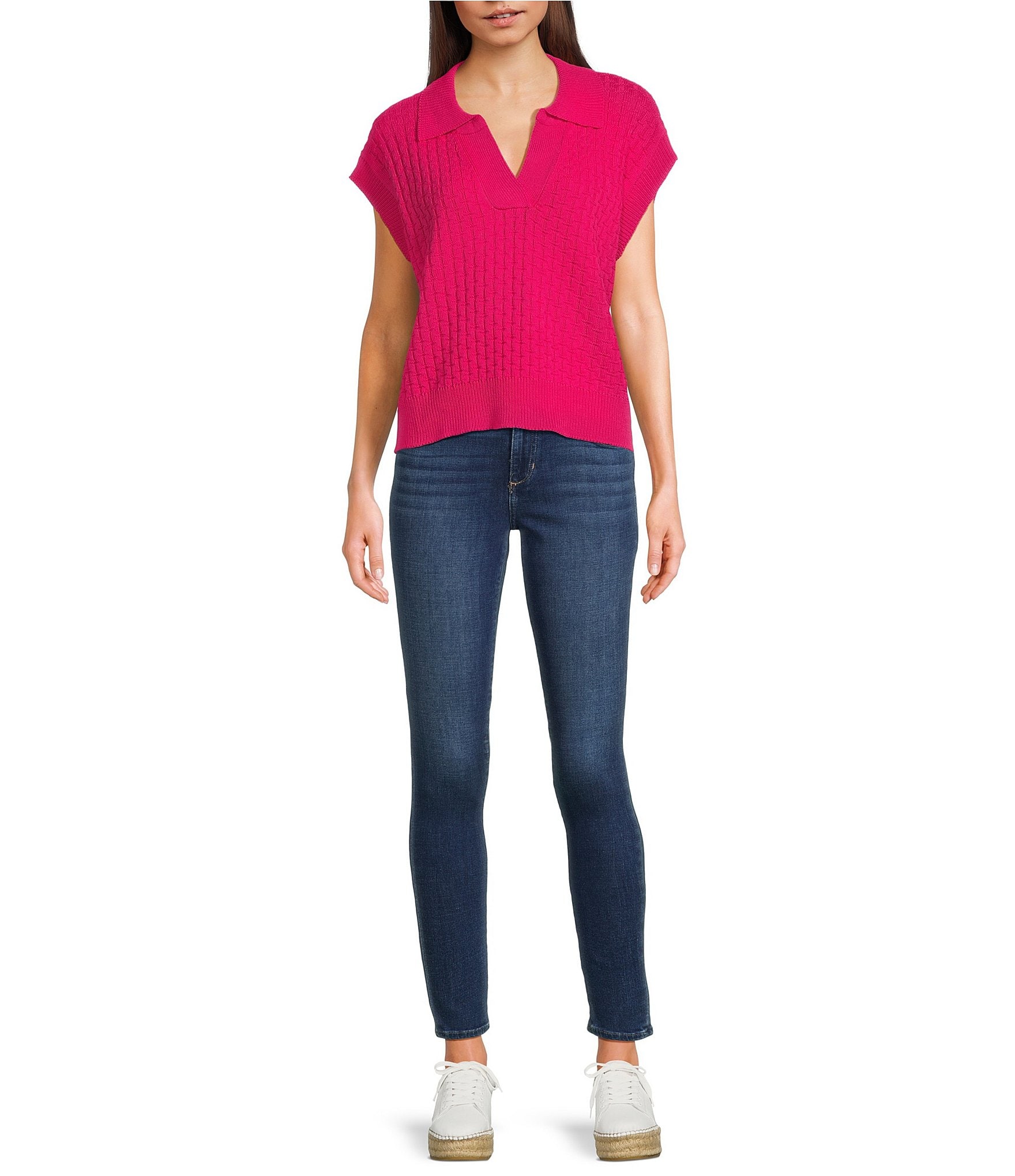 Anna & Ava Knit Collared Top | Dillard's