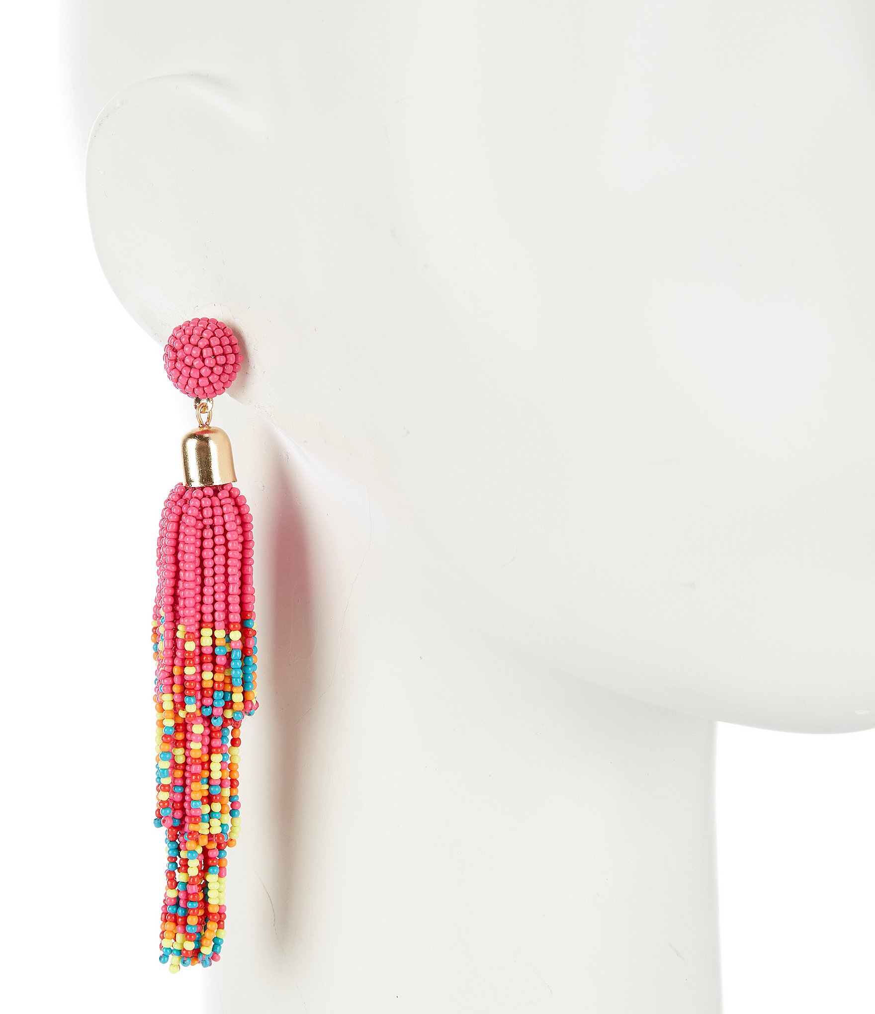 Anna Ava Colorful Beaded Tassel Statement Earrings Brazos Mall