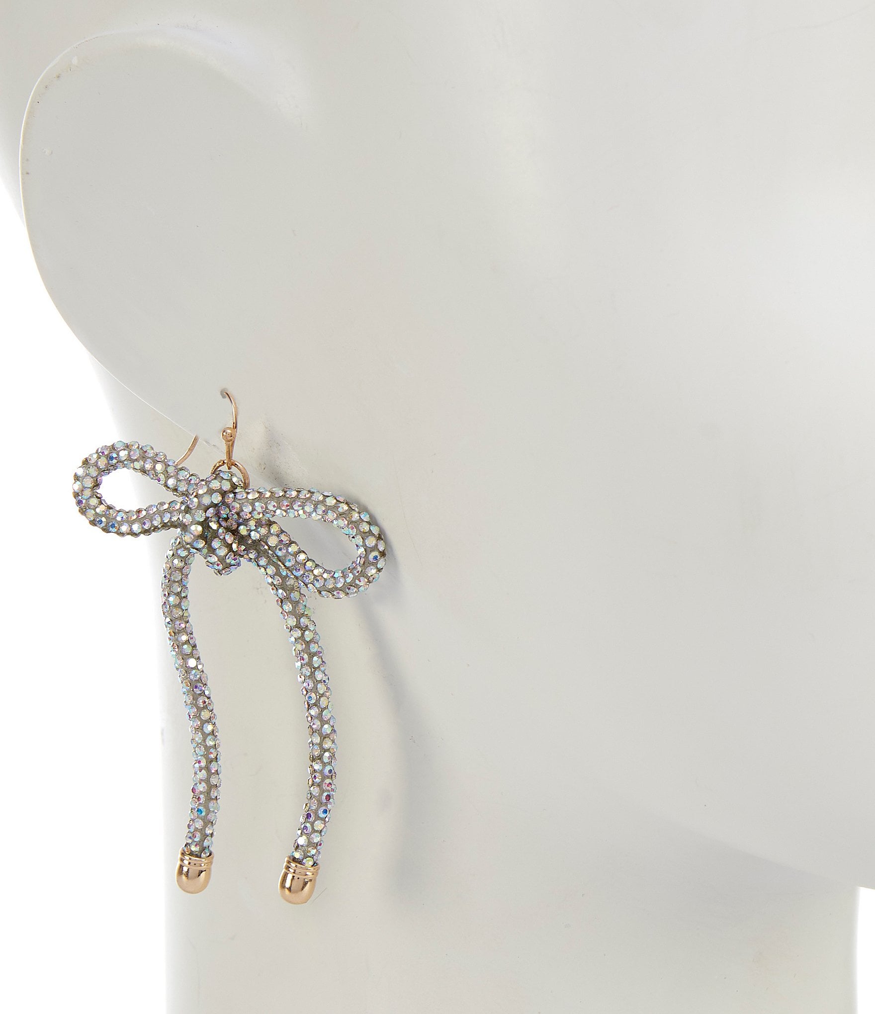 Anna & Ava Crystal Abalone Stone Tape Bow Drop Earrings