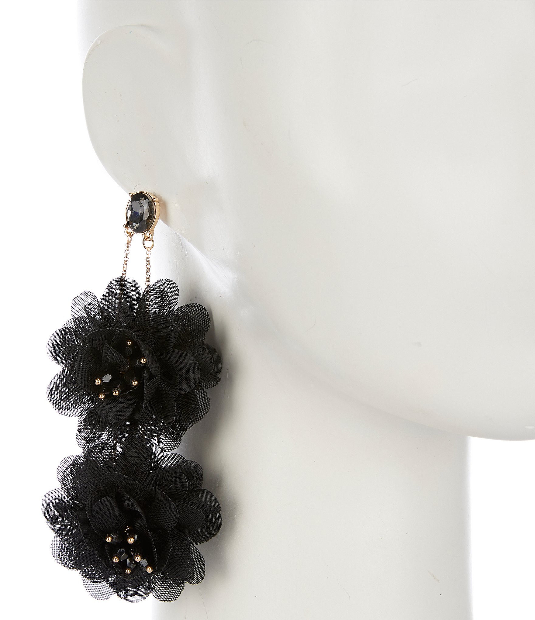 Anna & Ava Double Flower Puff Statement Drop Earrings