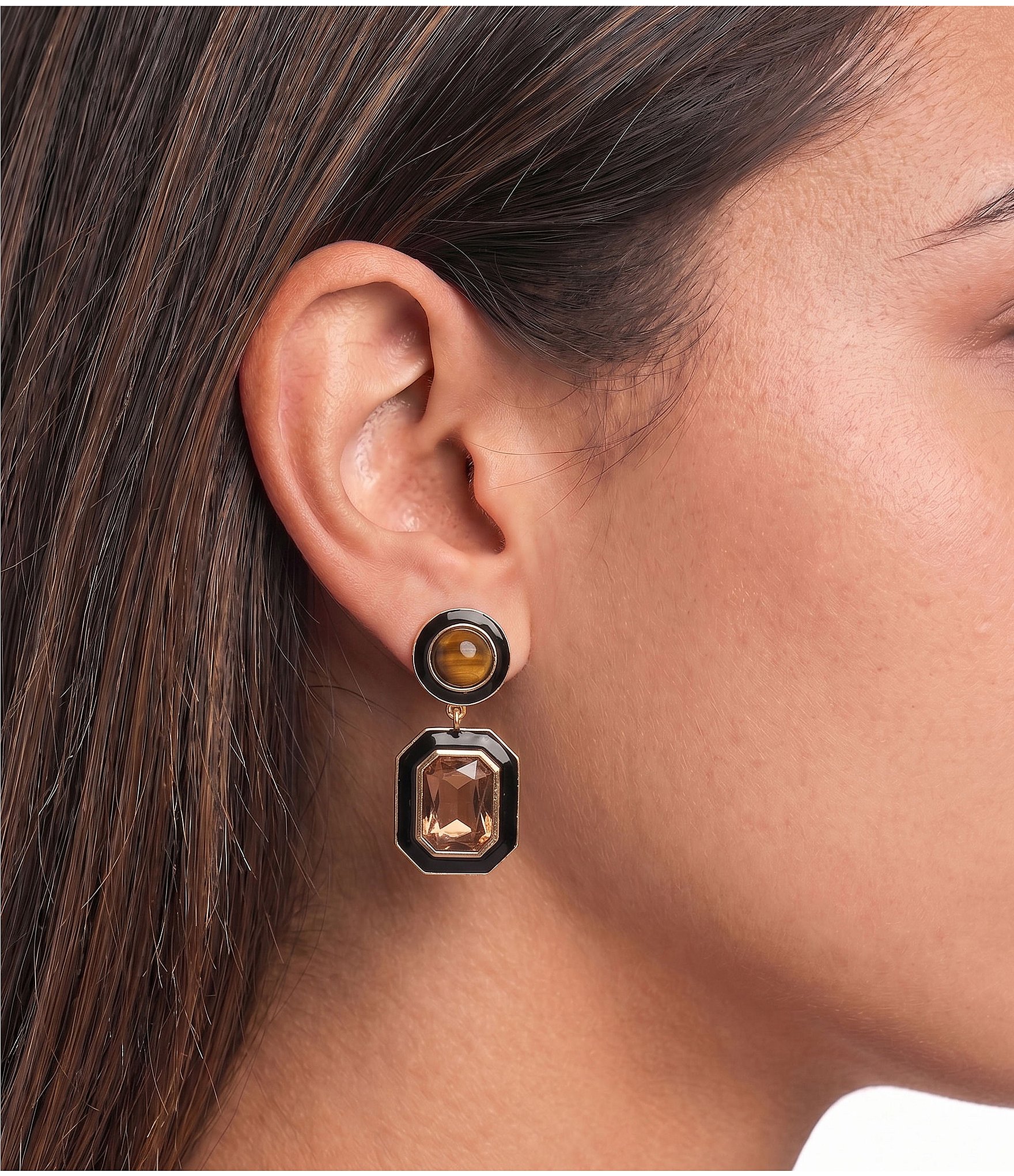 Anna & Ava Double Stone Inset Drop Earrings