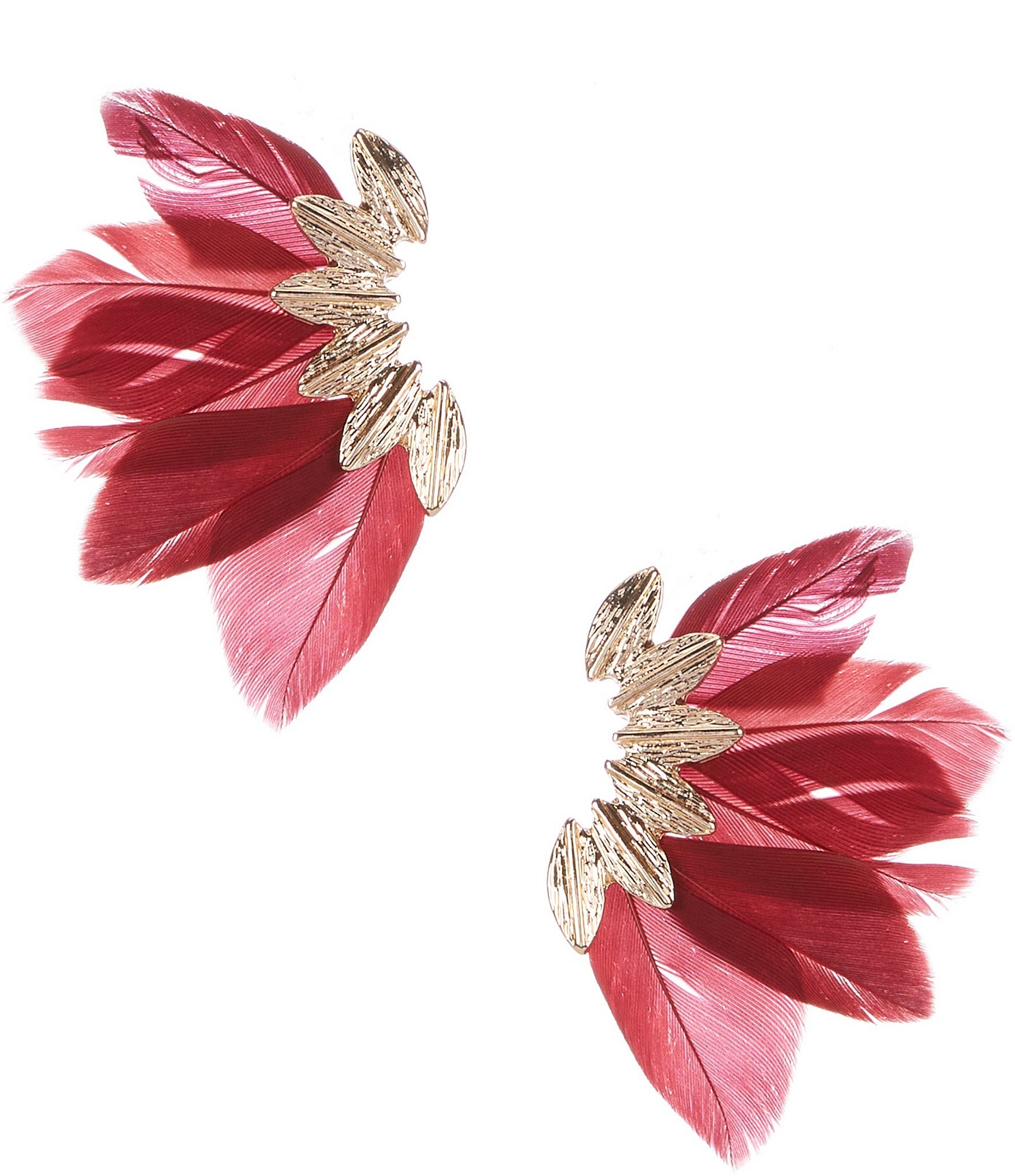 Anna & Ava Half Feather Fan Drop Earrings