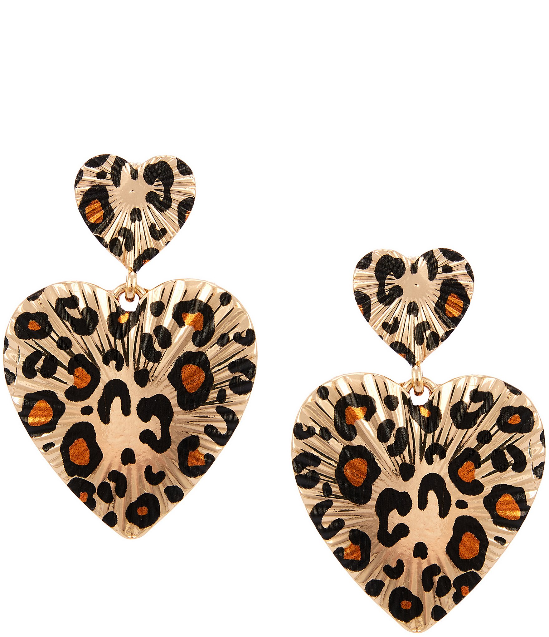 Anna & Ava Leopard Double Heart Drop Earrings