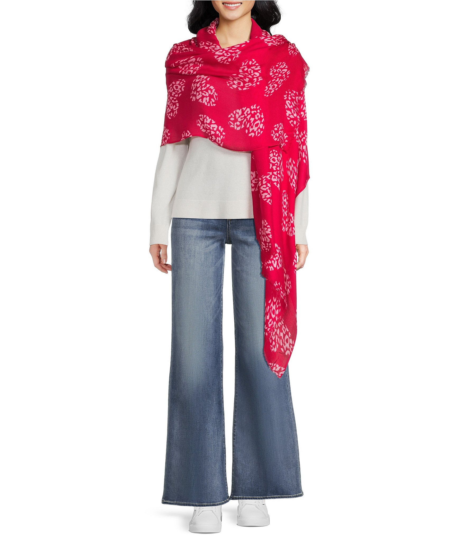 Anna & Ava Leopard Heart Print Scarf Wrap