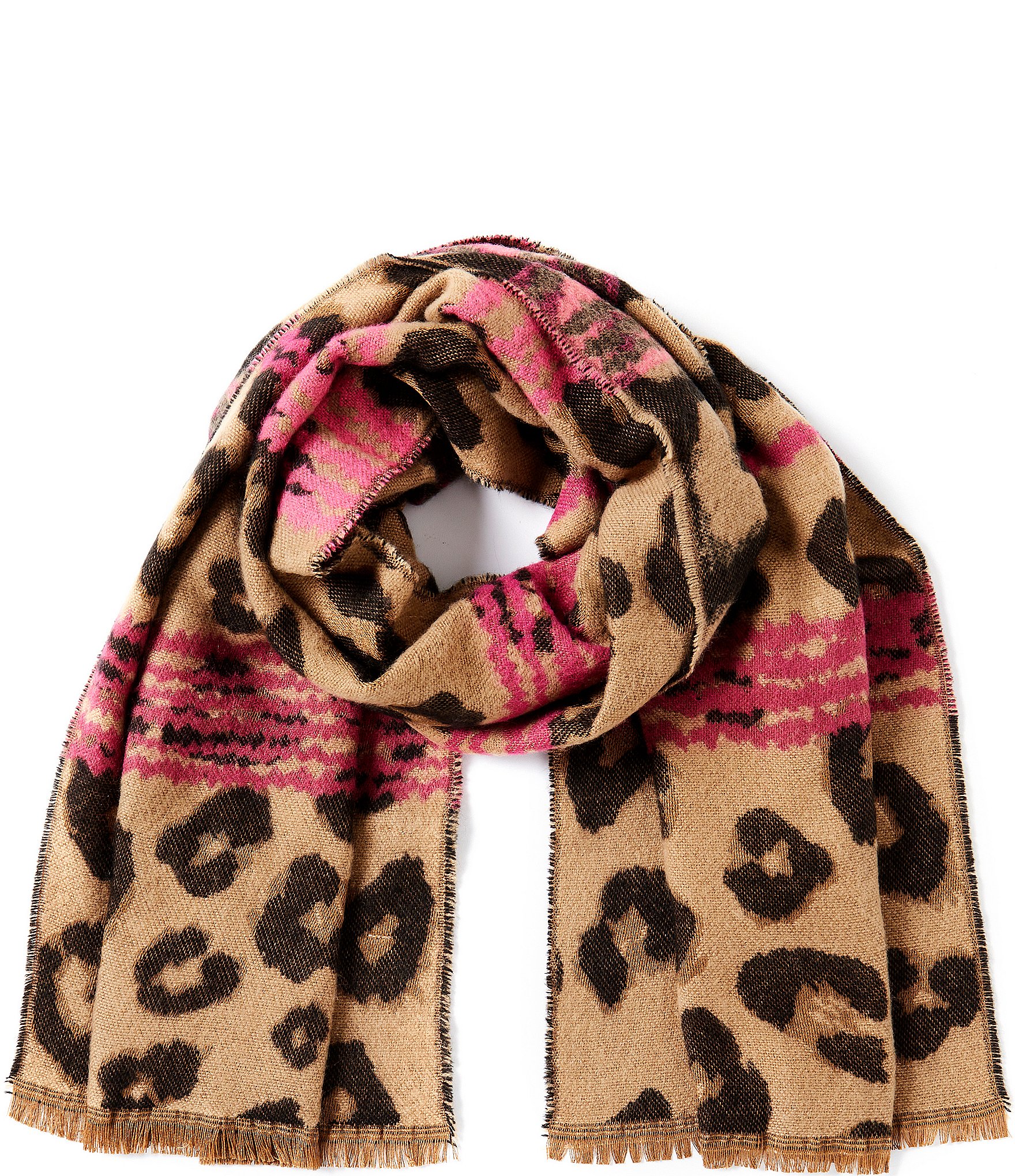 Leopard Silk Scarf - Pink