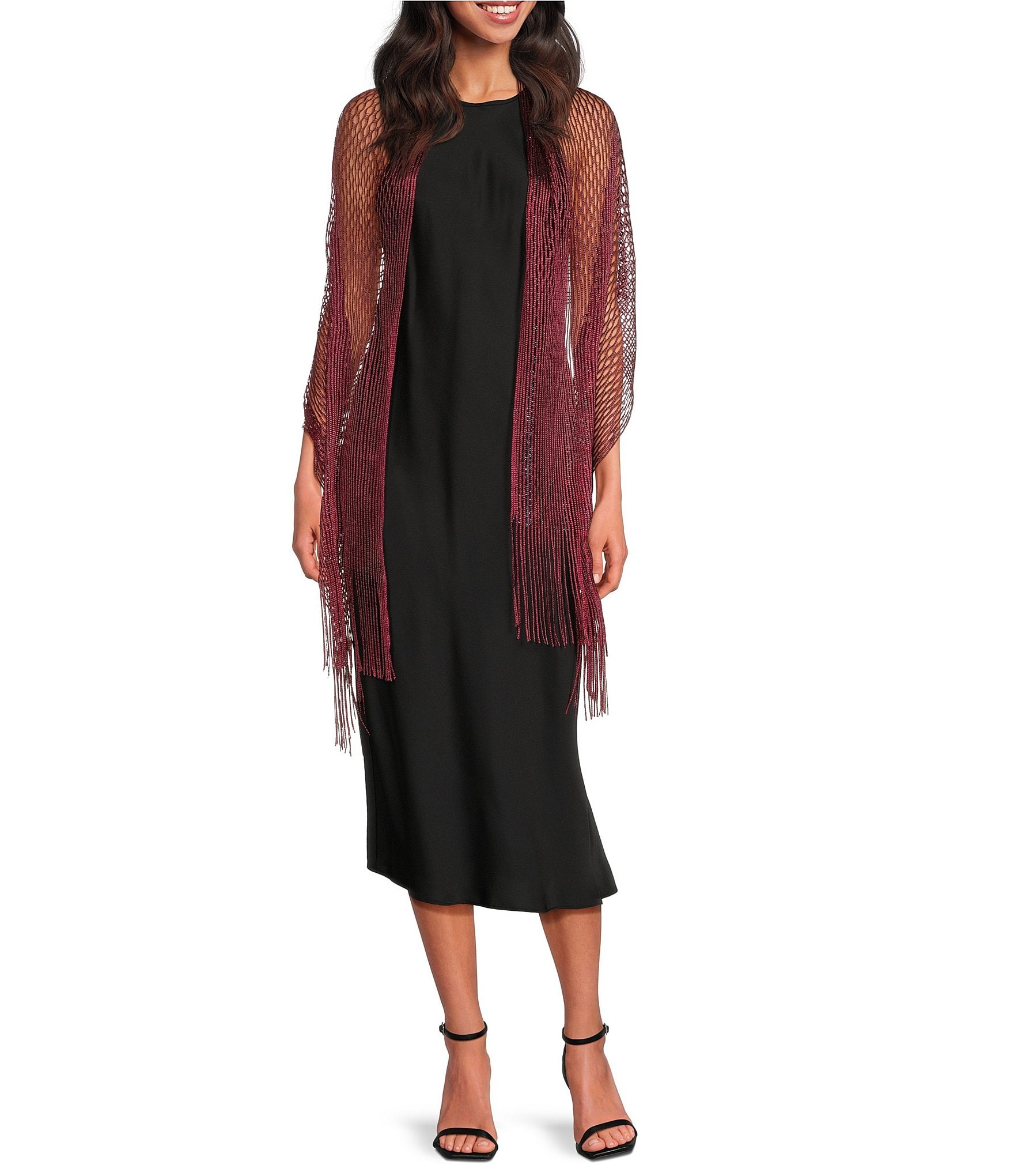 Dillards Dark Burgundy Fur Shaw Cover deals