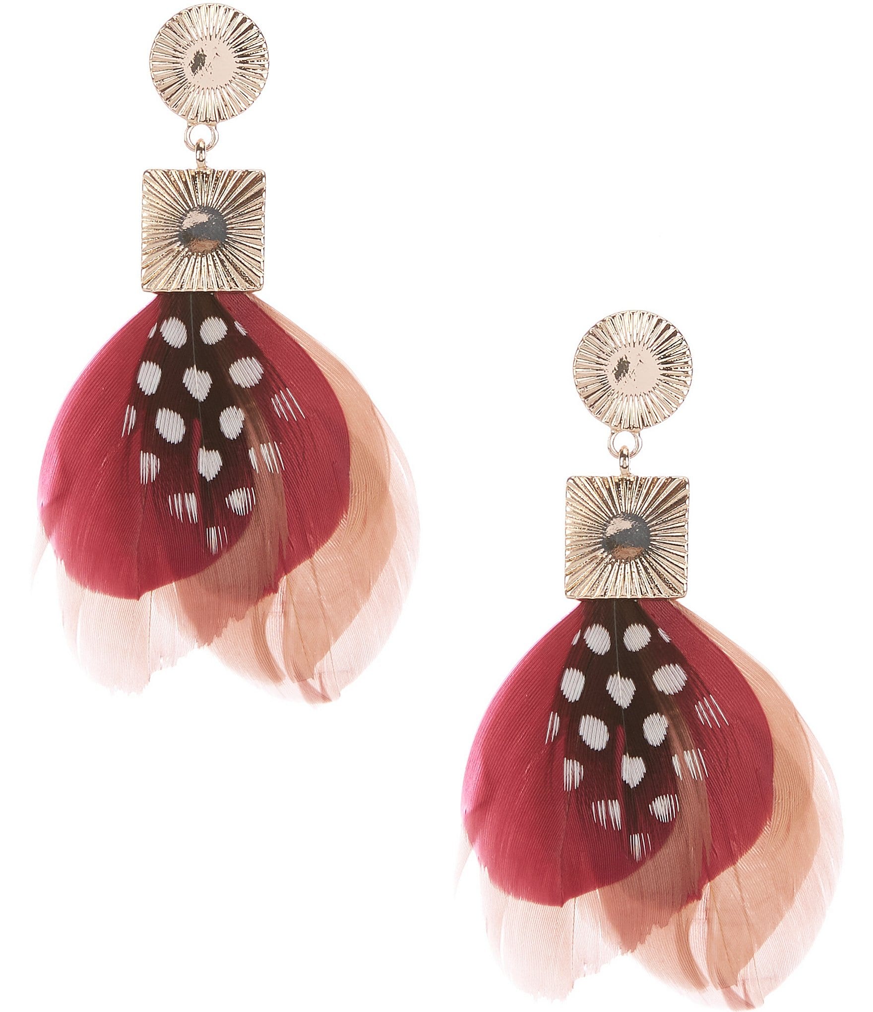 Anna & Ava Multi Feather Drop Earrings