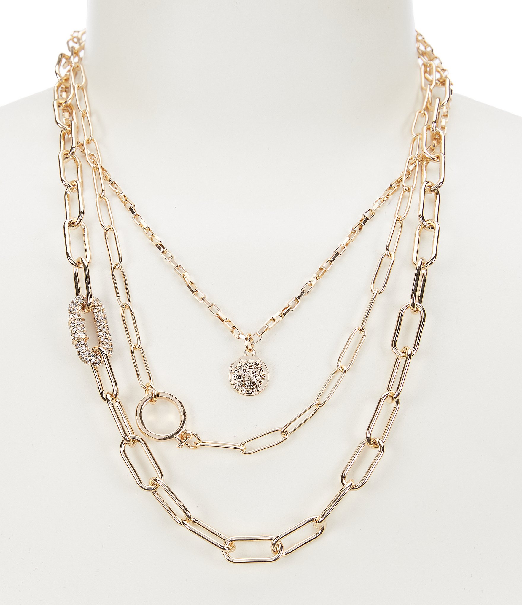 Anna Ava Multi Layer Paperclip Chain Necklace - Gold