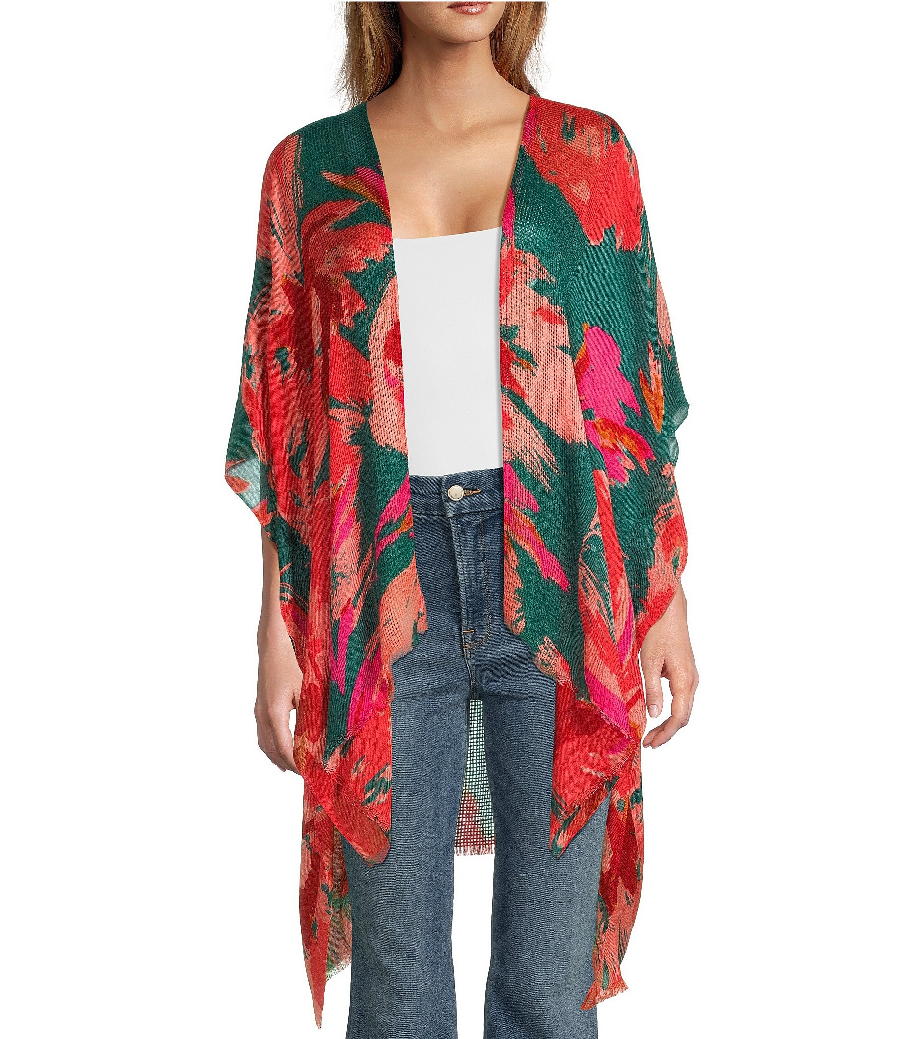 Anna & Ava Multi Tropical Palm Print Kimono