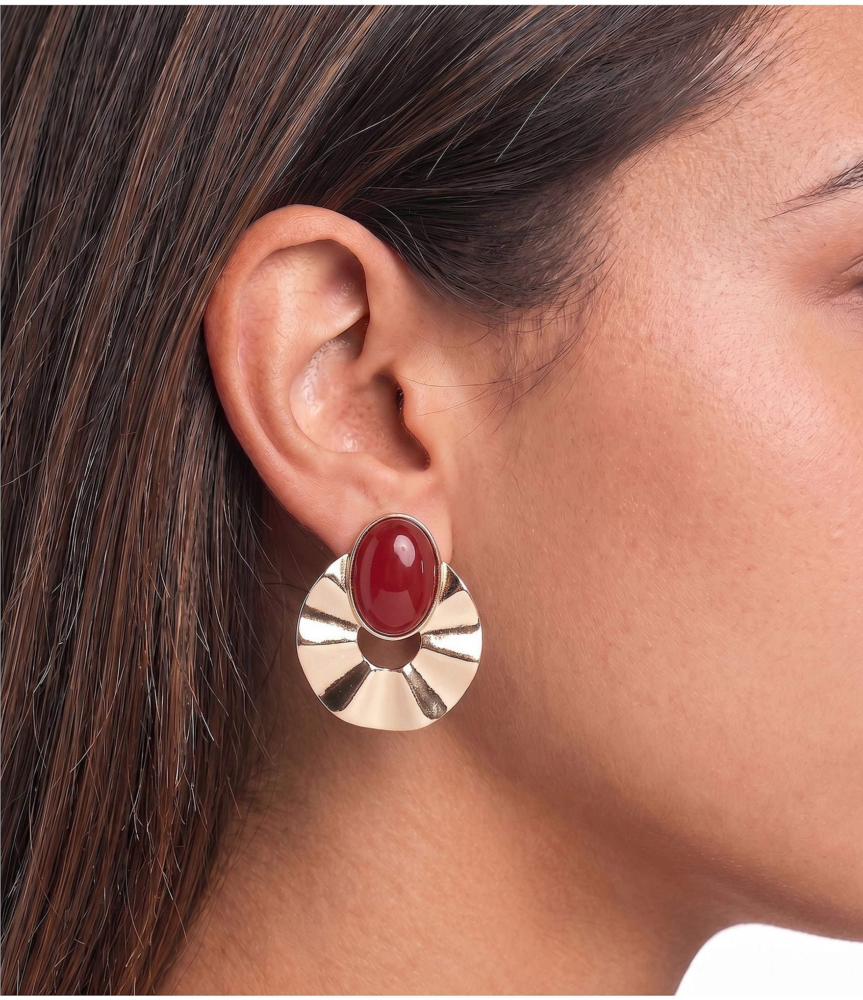 Anna & Ava Organic Circle Stone Drop Earrings