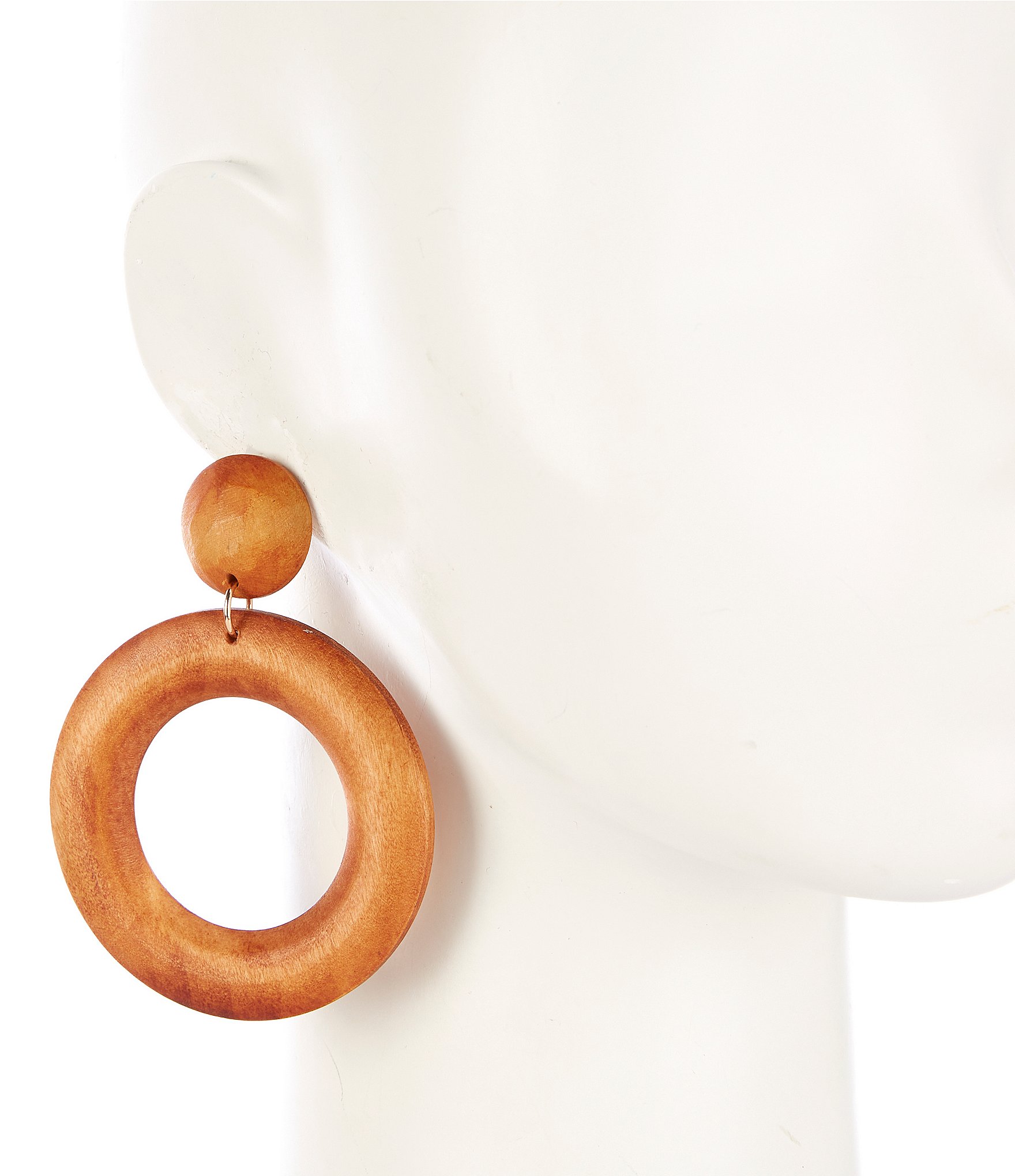 Anna & Ava Oversize Wood Circle Statement Drop Earrings