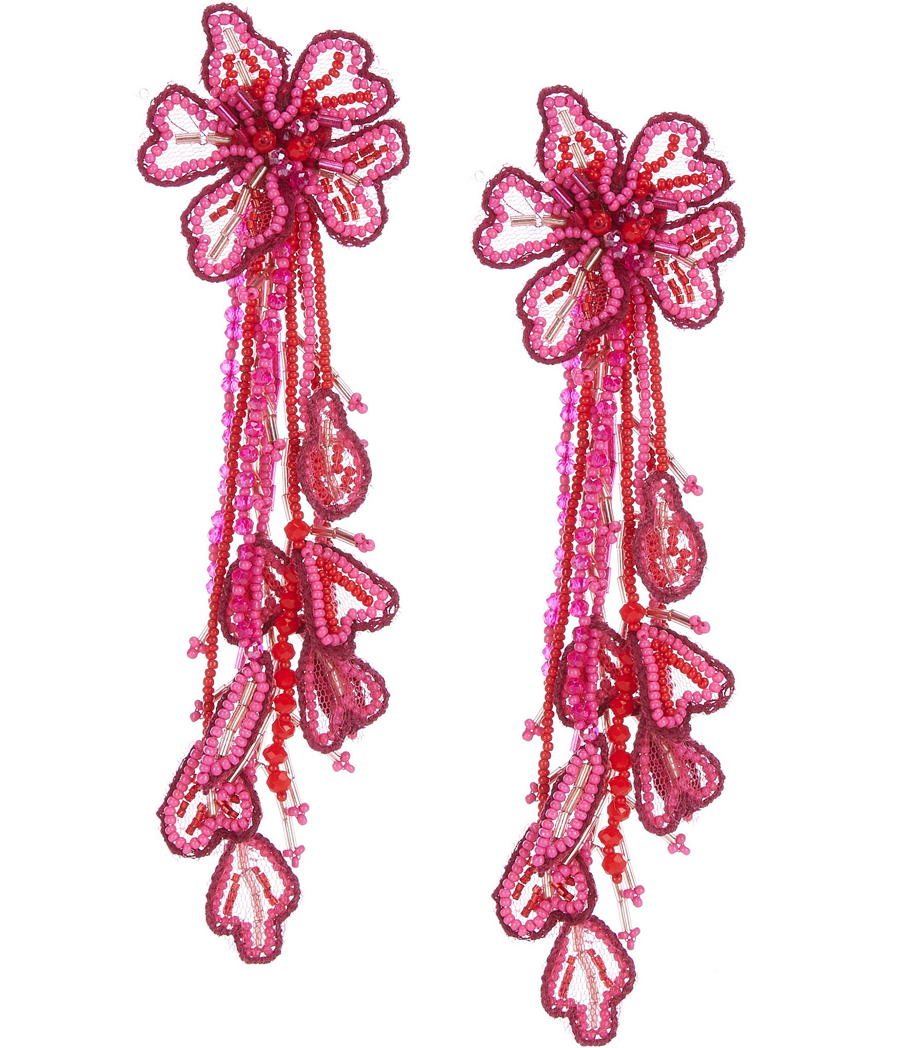 Anna & Ava Oversized Beaded Flower Statement Drop Earrings