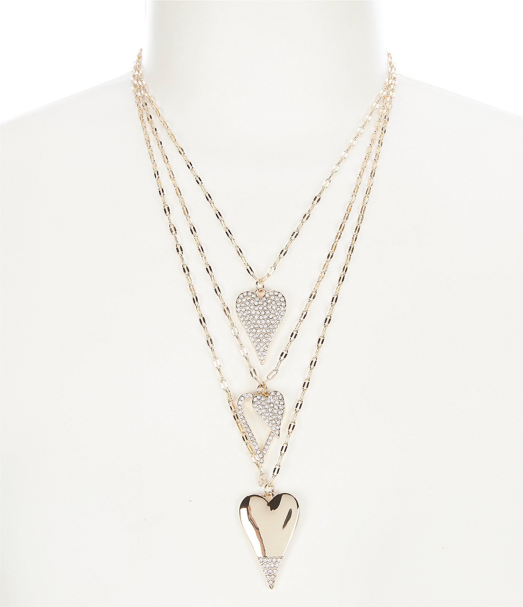 Anna And Ava Pave Heart Multi Strand Necklace Dillard S