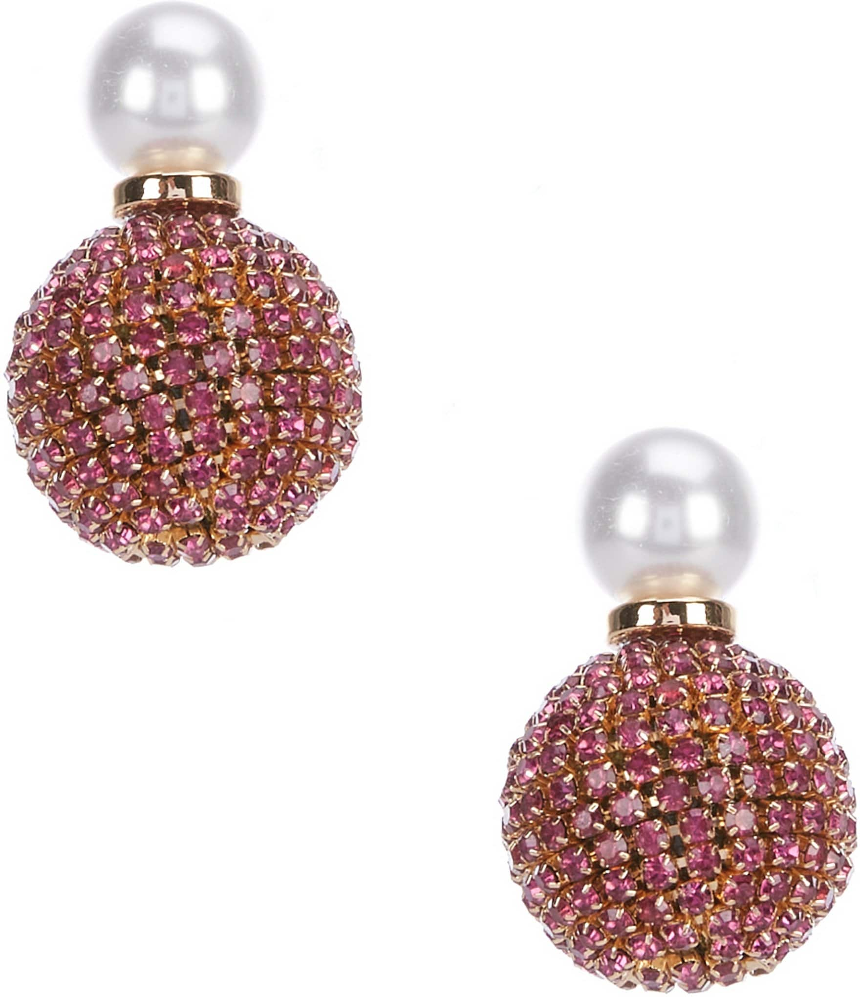 Anna & Ava Pearl and Rhinestone Double Ball Drop Earrings