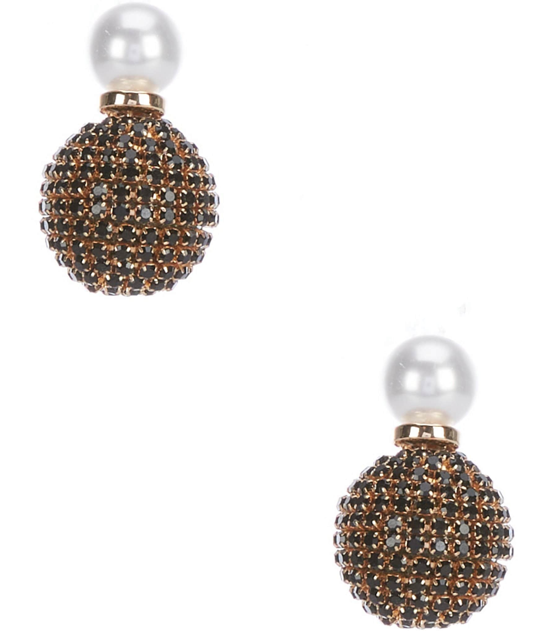 Anna & Ava Pearl and Rhinestone Double Ball Drop Earrings