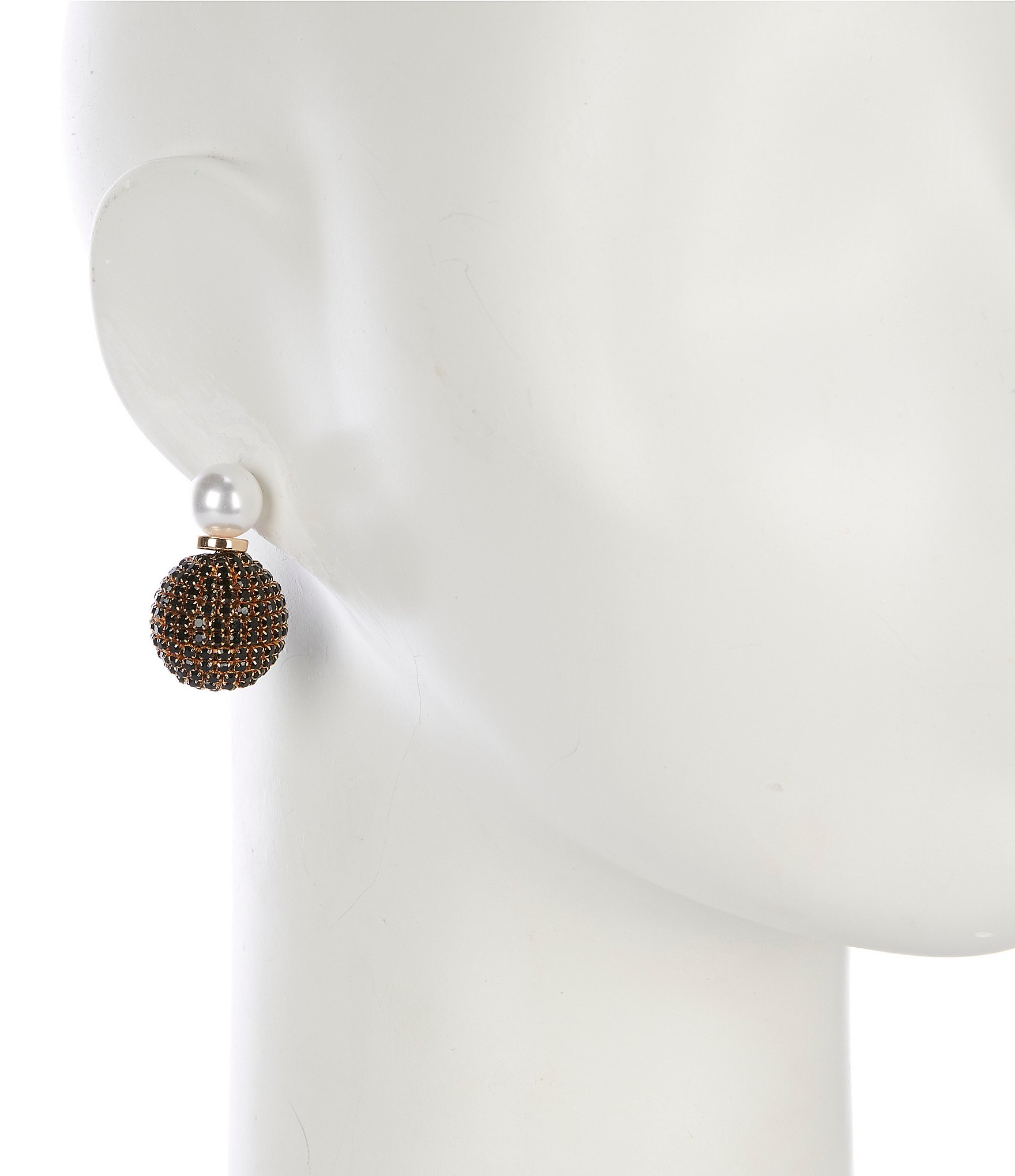 Anna & Ava Pearl and Rhinestone Double Ball Drop Earrings