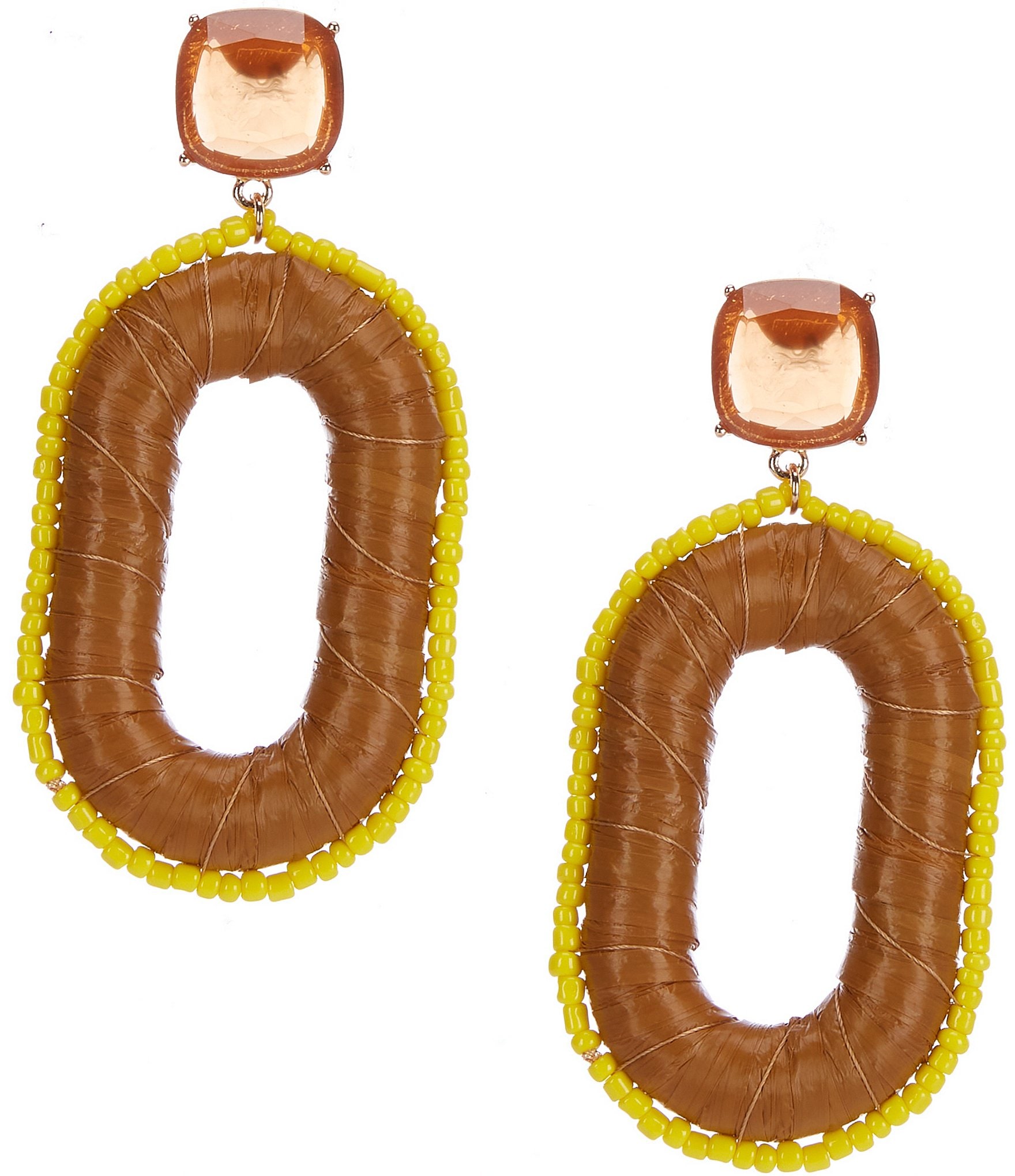 Anna & Ava Raffia Oval Statement Drop Earrings