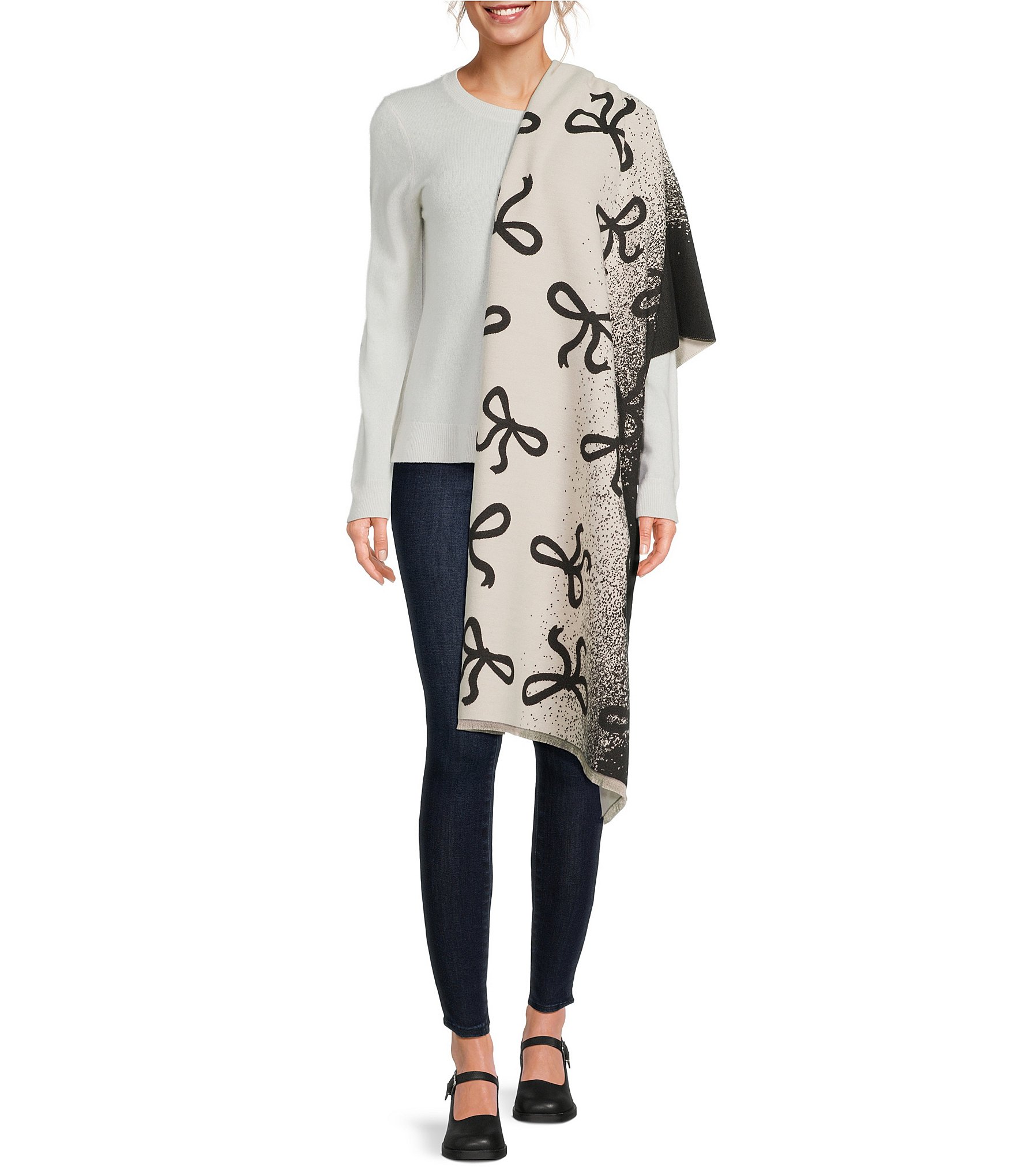 Anna & Ava Reversible Bow Print Scarf Wrap