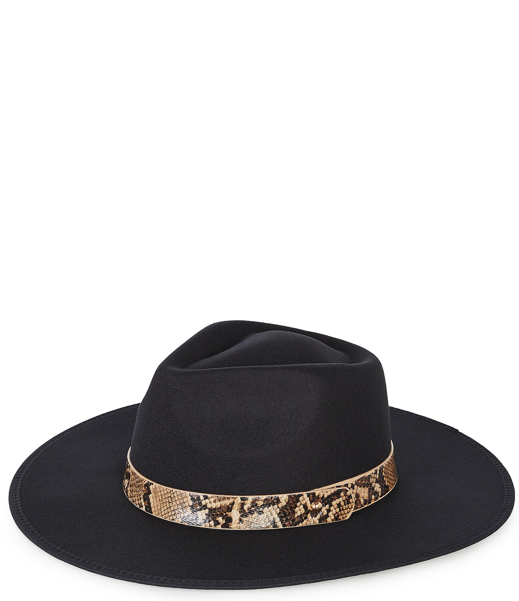 Anna & Ava Snake Print Band Felt Fedora Hat