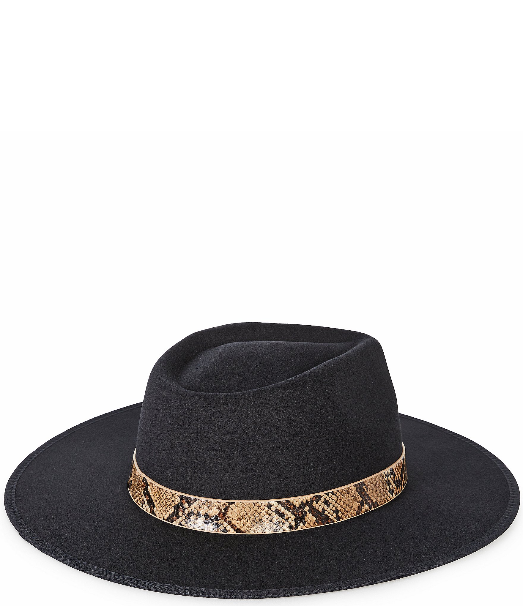 Anna & Ava Snake Print Band Felt Fedora Hat