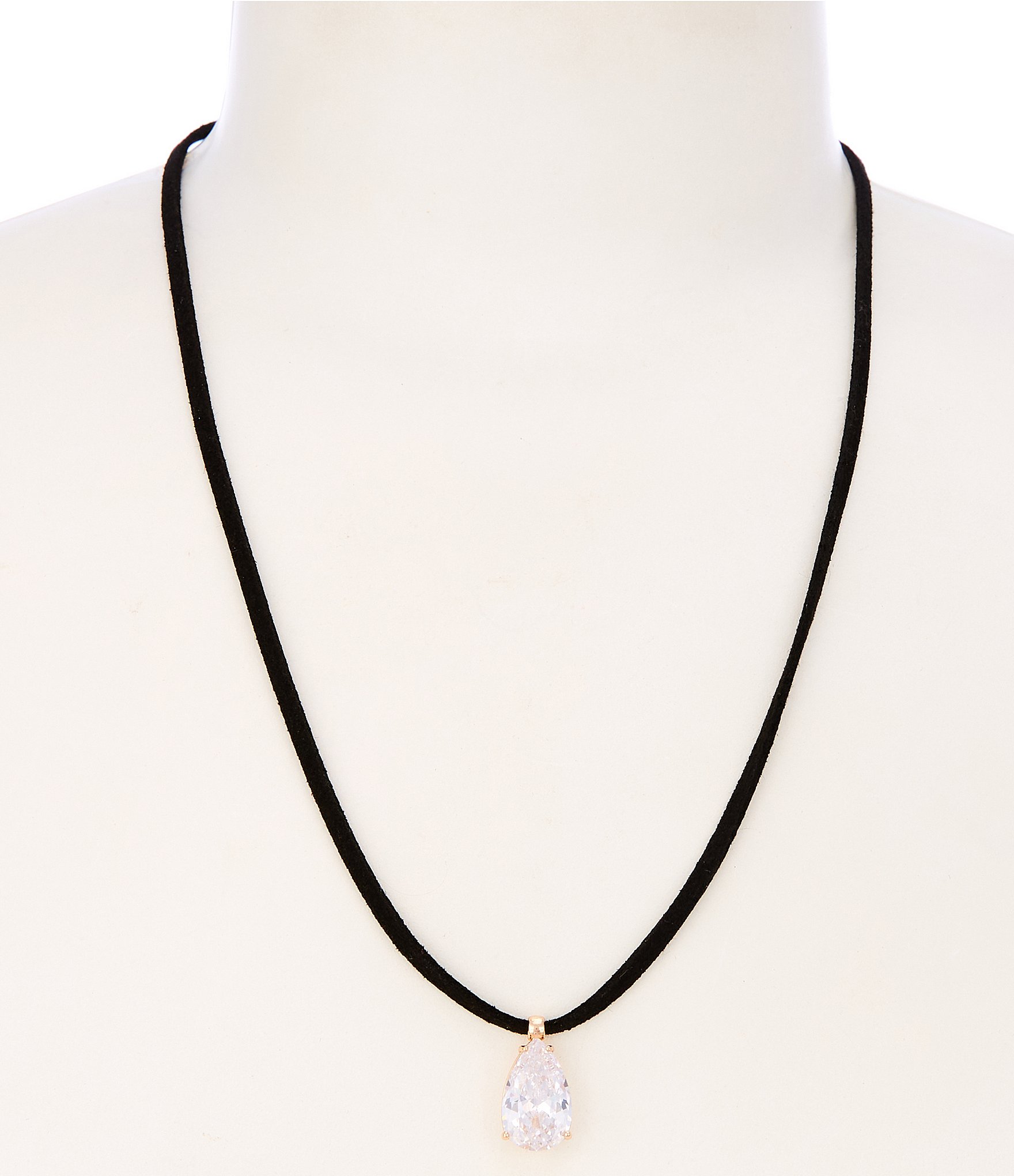 Anna & Ava Teardrop CZ Cord Short Pendant Necklace