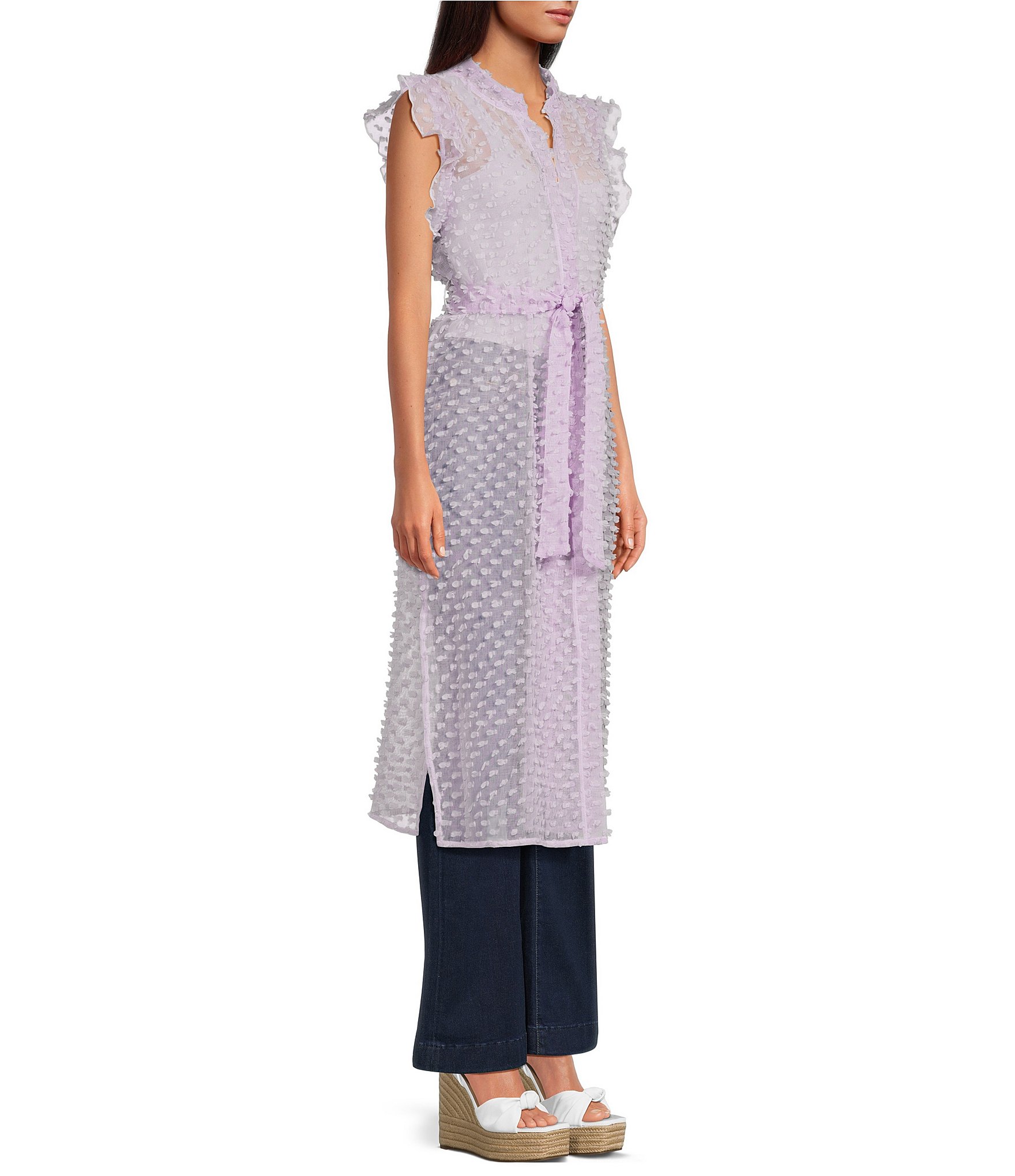 Anna & Ava Tufted Swiss Dot Tie Front Tunic