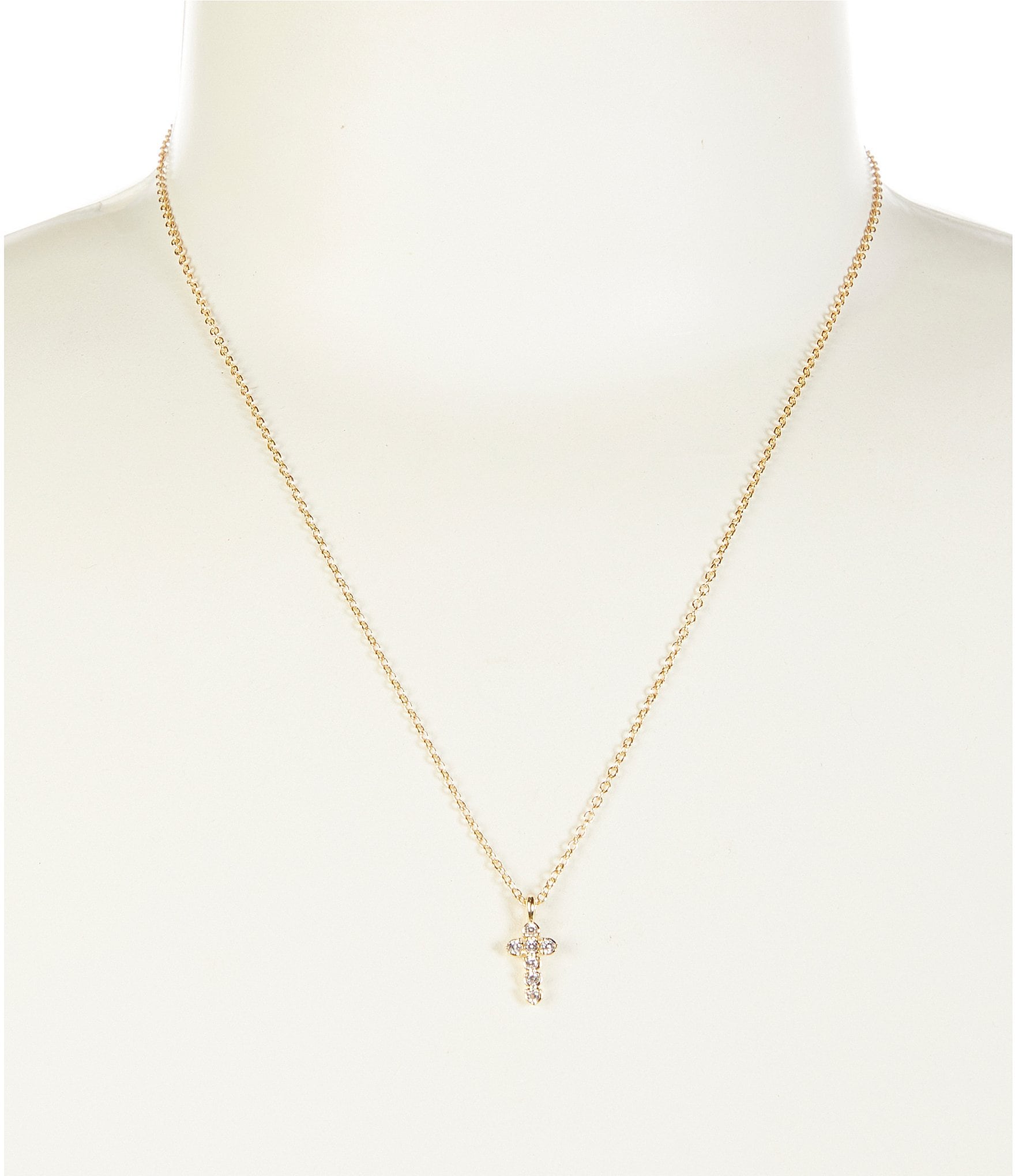 Anna & Ava Waterproof Delicate Cubic Zirconia Cross Short Pendant Necklace