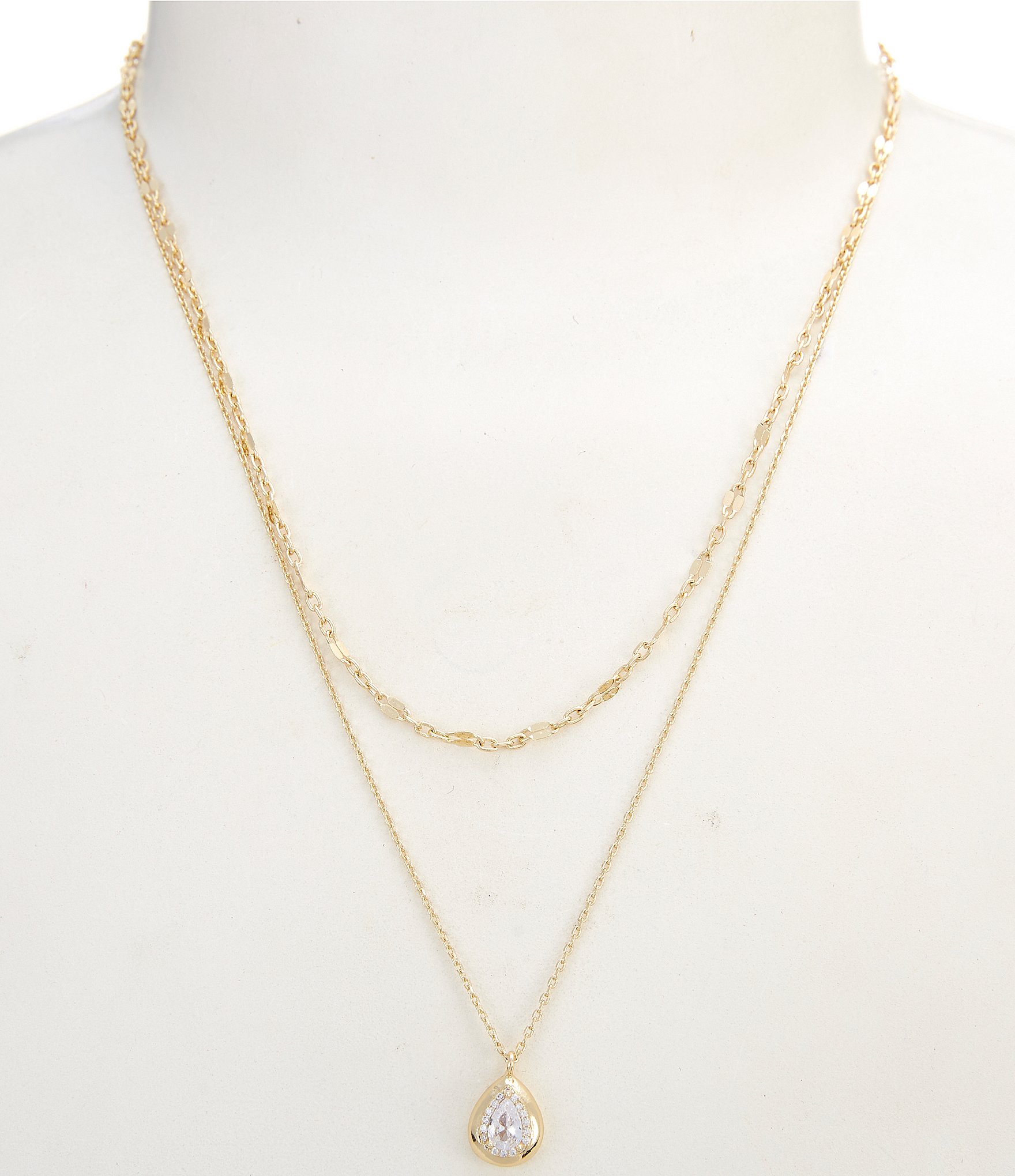 Anna & Ava Waterproof Delicate Short Multi Strand Teardrop Pendant Necklace
