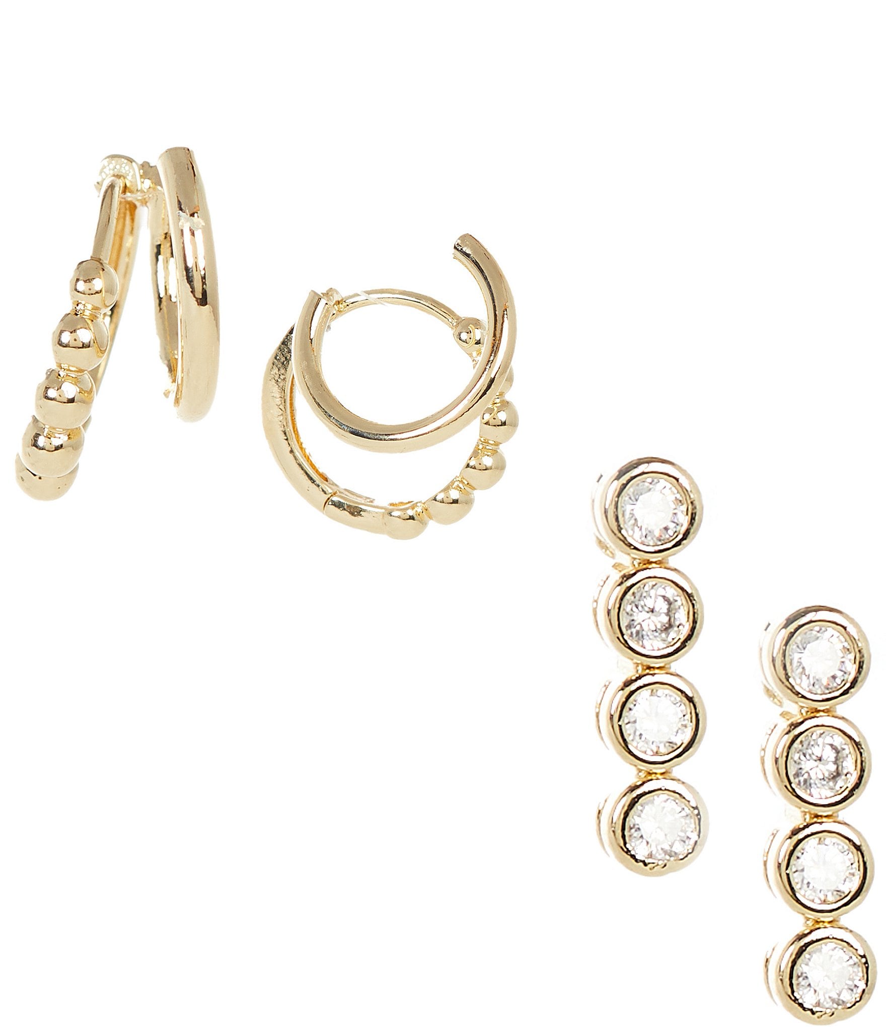 Anna & Ava Waterproof Double Hoop And Bar Stud Earring Set