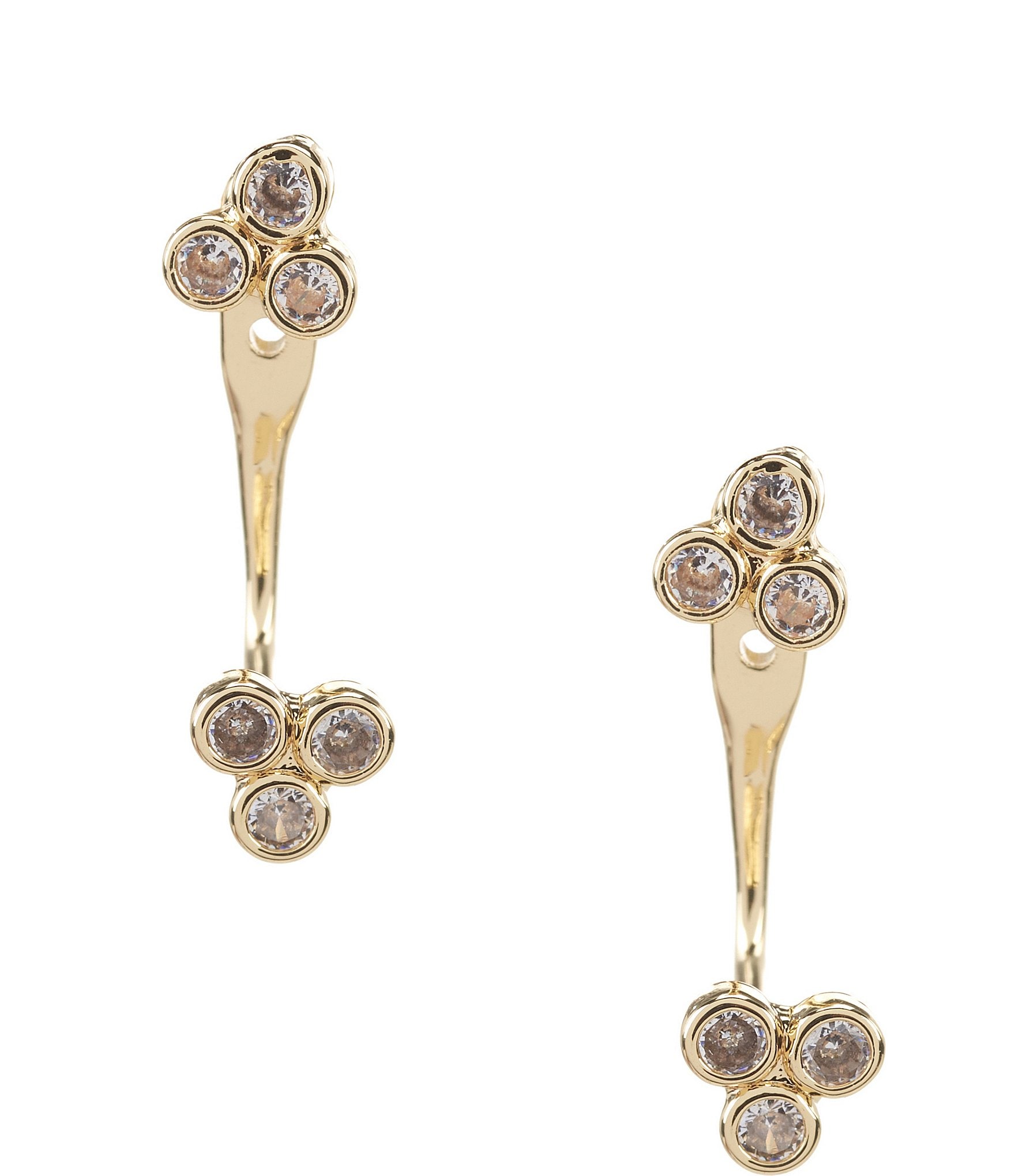 Anna & Ava Waterproof Trio Front Back Earrings with Cubic Zirconia Stones