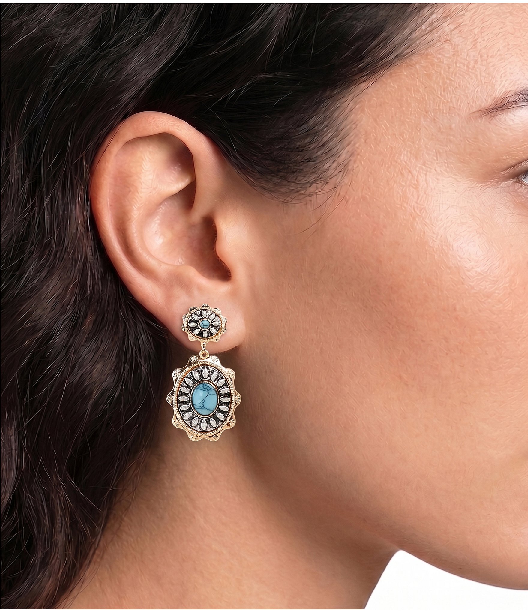 Anna & Ava Western Double Oval Drop Earrings