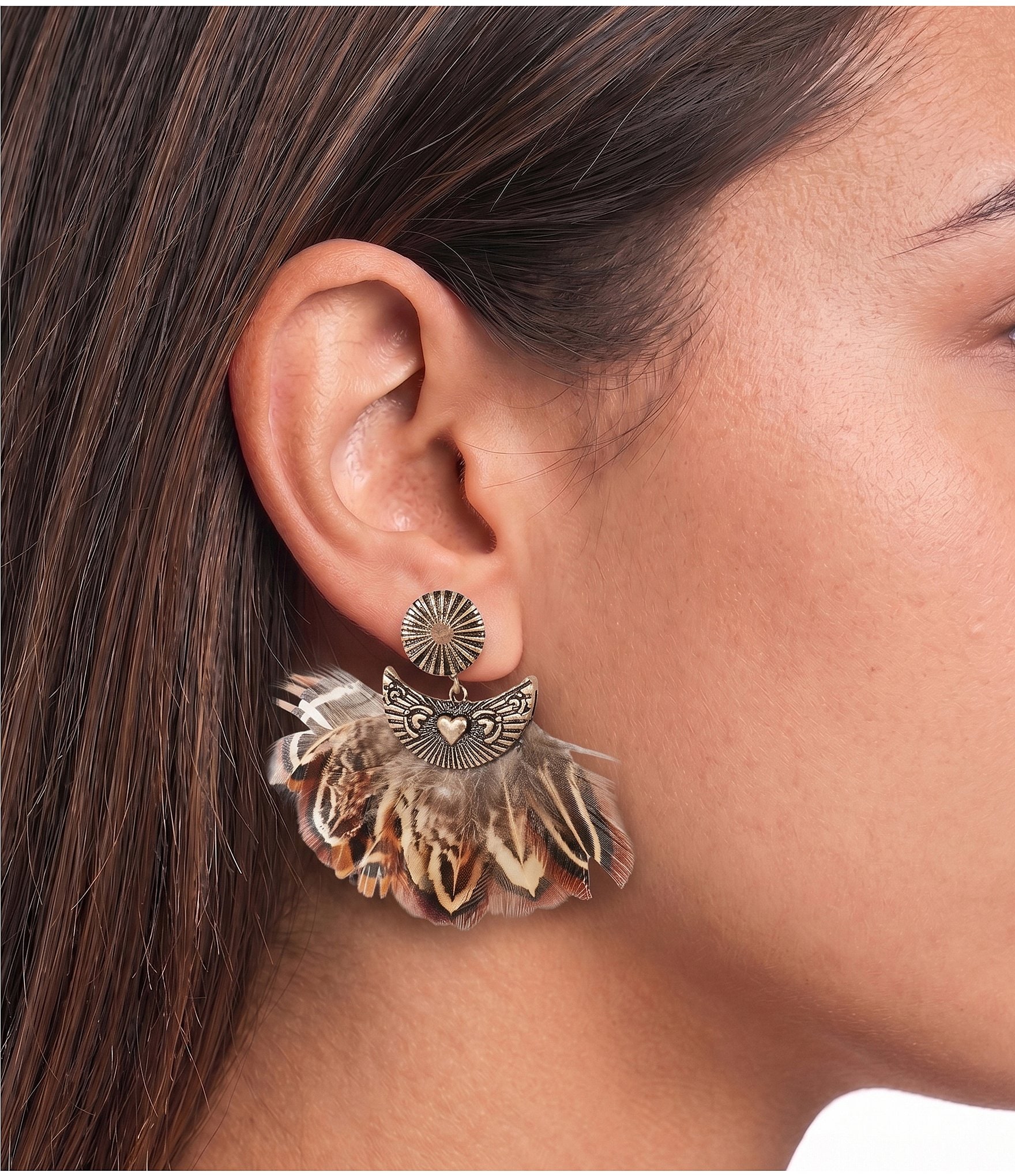 Anna & Ava Western Feather Statement Drop Earrings