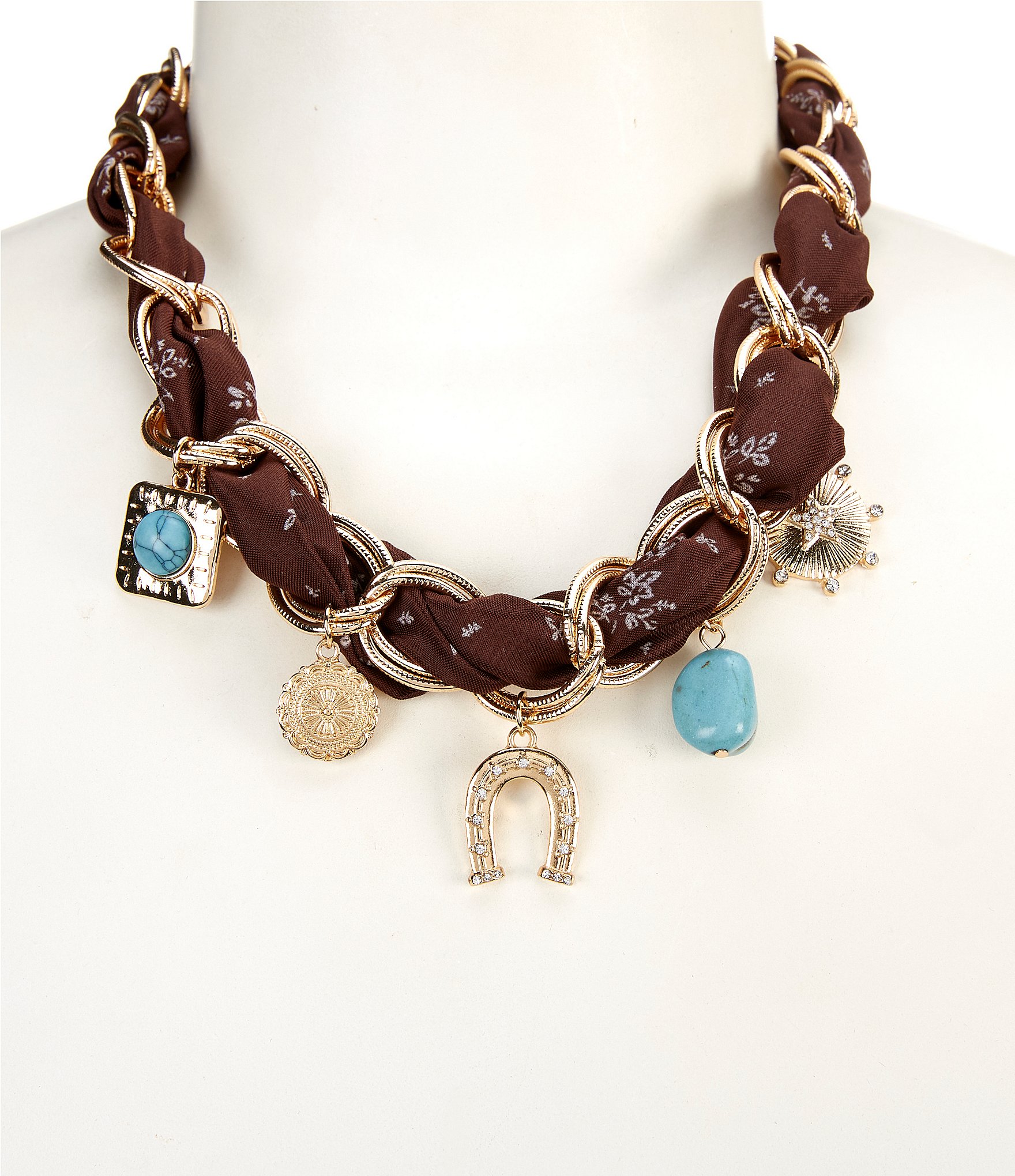 Anna & Ava Western Scarf Charm Statement Necklace
