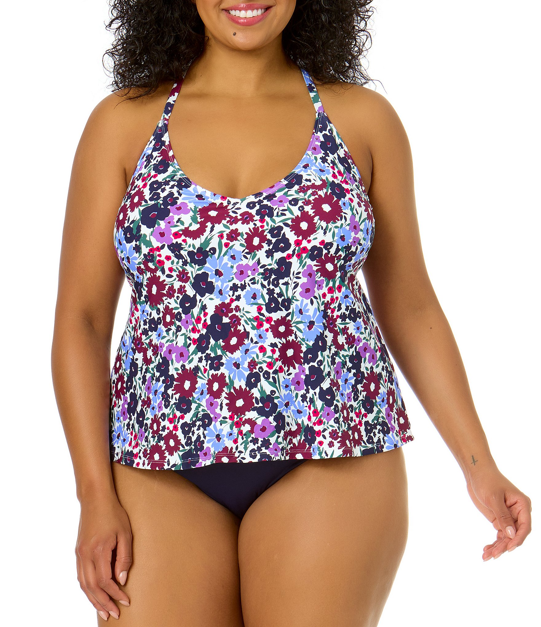 BEACH HOUSE Plus Size Kerry Ruffle Layer Underwire Tankini Top — Tummy  Flattering Swimsuit Top