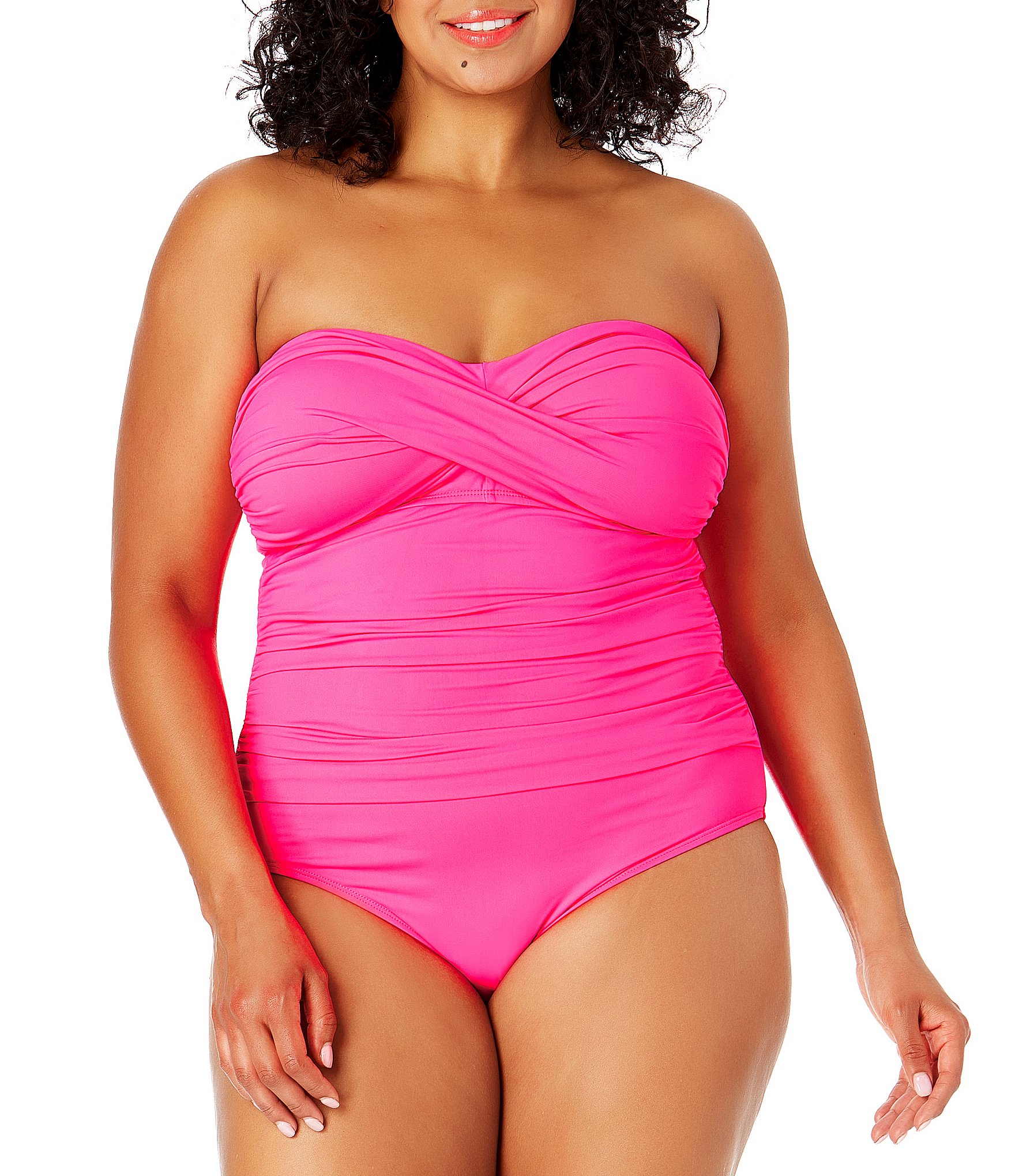 Anne Cole Plus Size Live In Color Twist Front Bandeau One Piece Swimsuit Dillard s